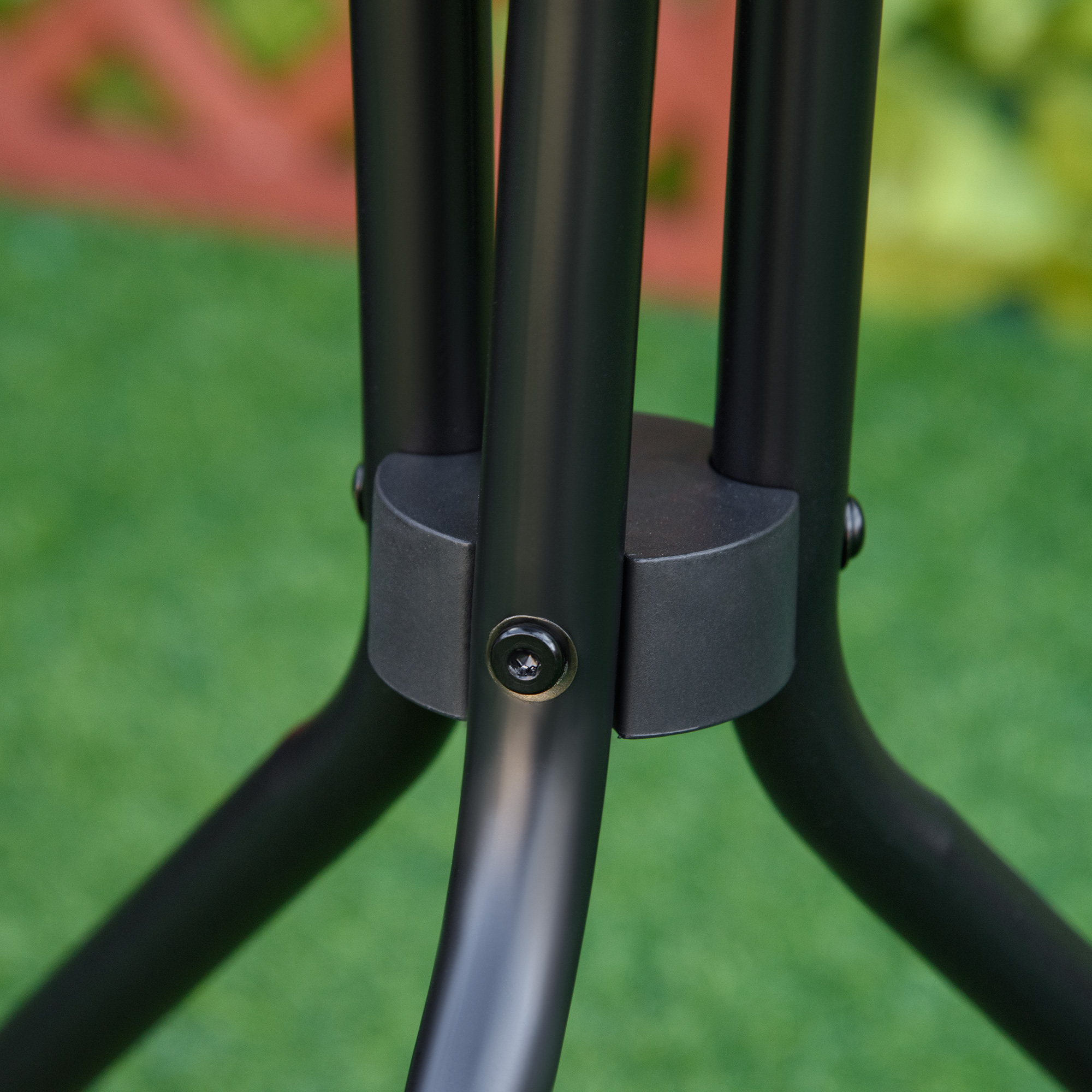 Beistelltisch Garten wetterfester Gartentisch mit Glastischplatte, Balkontisch aus Metall Ø50x55H cm