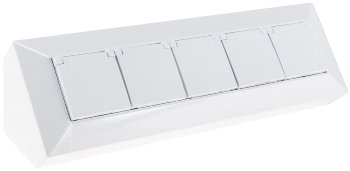 5-fach Steckdosenblock, weiß, 250V~/ 16A, Aufbaumontage mit Klappen