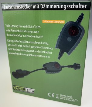 Zwischenstecker mit Dämmerungsschalter / und Zeitvorwahl (1- 9 Std.) über Display