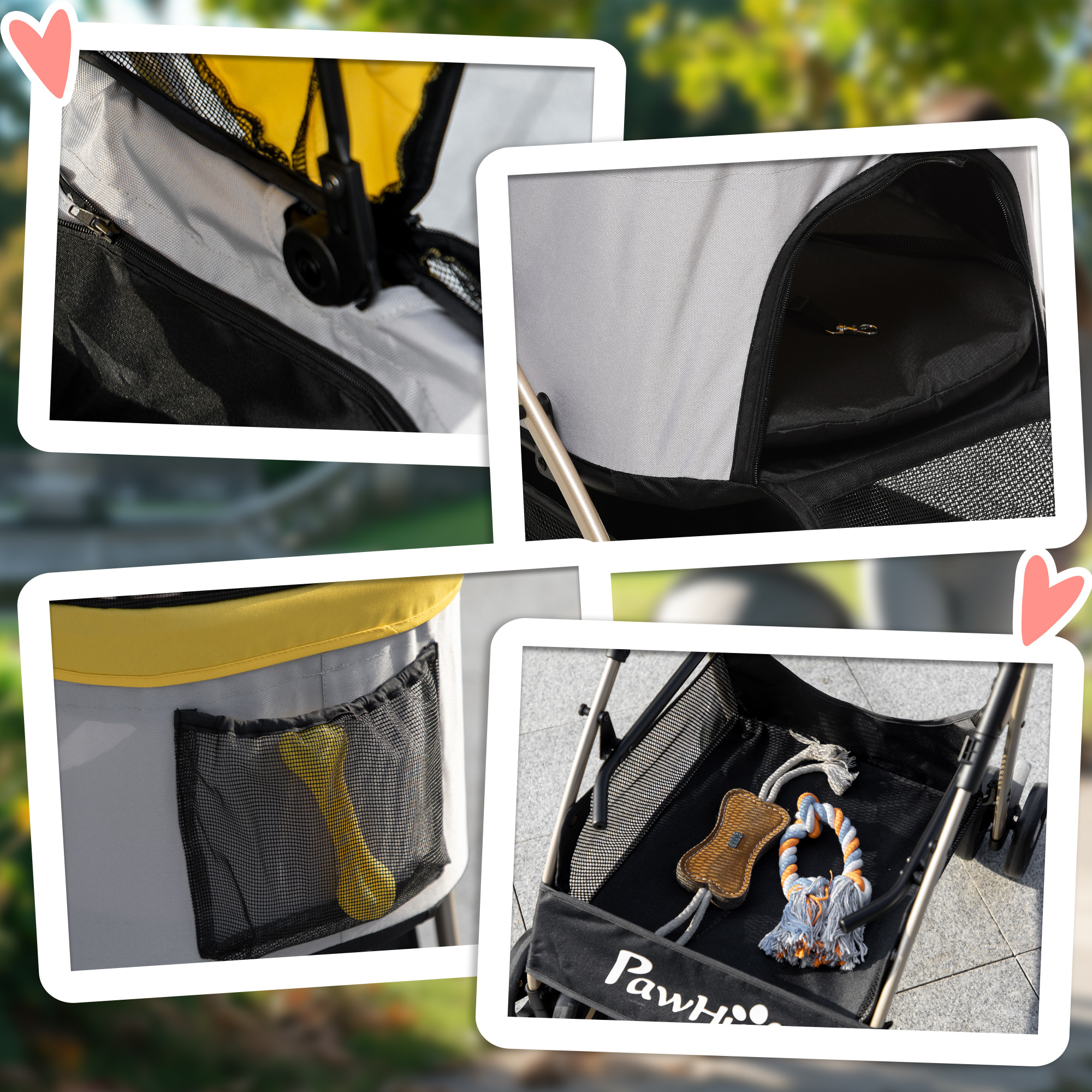 2-in-1 Hundebuggy Hundetrolley bis 10 kg klappbar Tragtasche Bodenkorb  82 cm x 49,5 cm x 98 cm Gelb