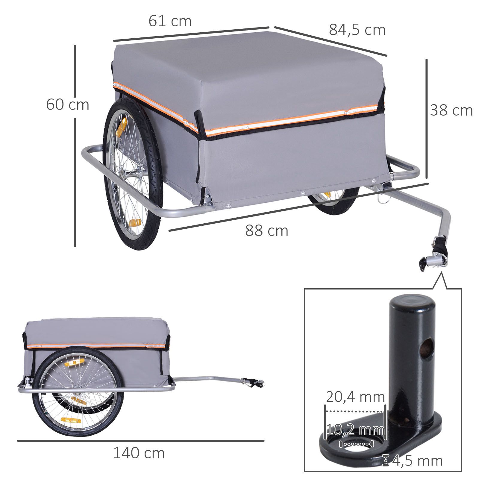Fahrradanhänger Klappbar Lastenanhänger mit Kupplung,Transportwagen bis 40 kg belastbar, Transportanhänger Anhänger für Fahrrad Handwagen 140 x 88 x 60 cm