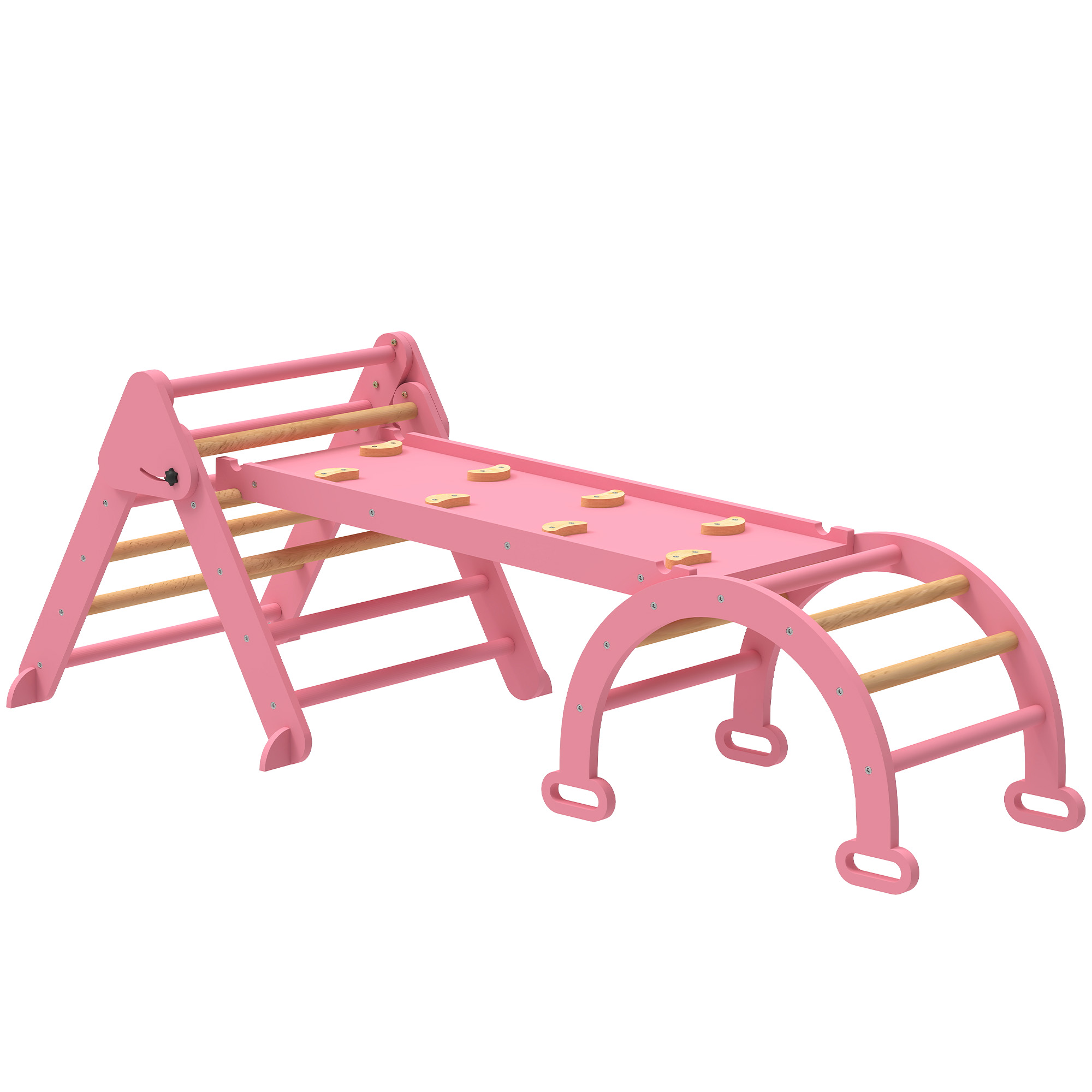 Klettergerüst Indoor, 7 in 1 klappbar Kletterdreieck mit Rutsche, Kletterbogen