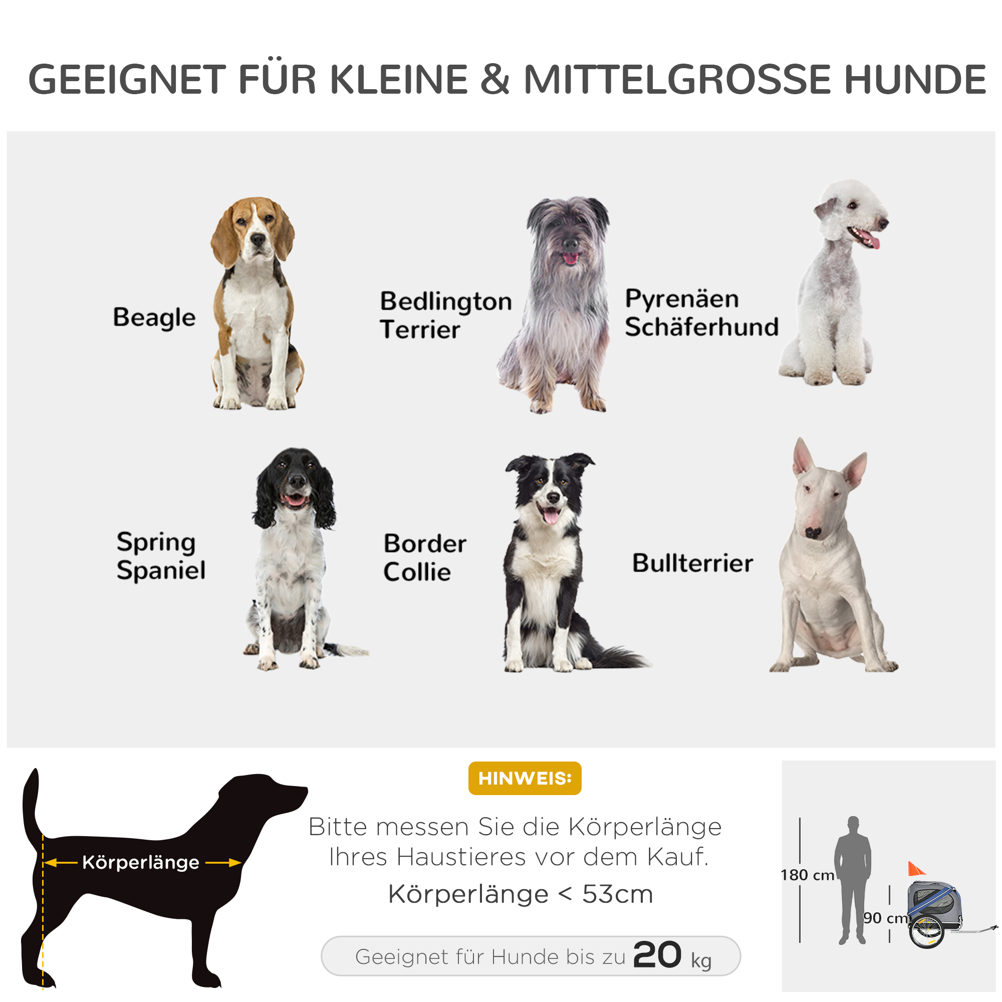 2-in-1 Haustieranhänger Fahrradanhänger bis 20kg klappbar Regenschutz Sicherheitsfahne Reflektoren Stahl grau+blau 130 x 73 x 90cm