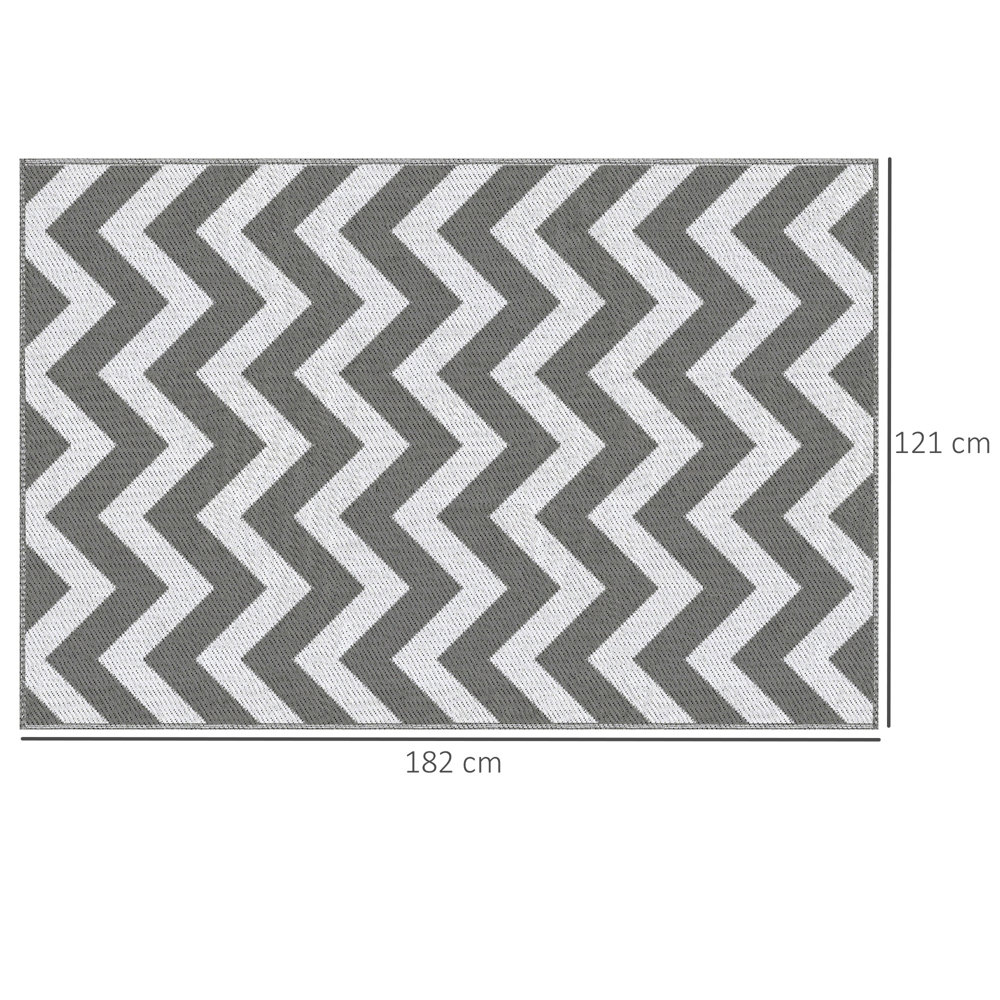 Outdoor-Teppich, wasserdicht, doppelseitiges Design, hochwertige Kunststofffaser, hellgrau+weiß, 121 x 182 cm