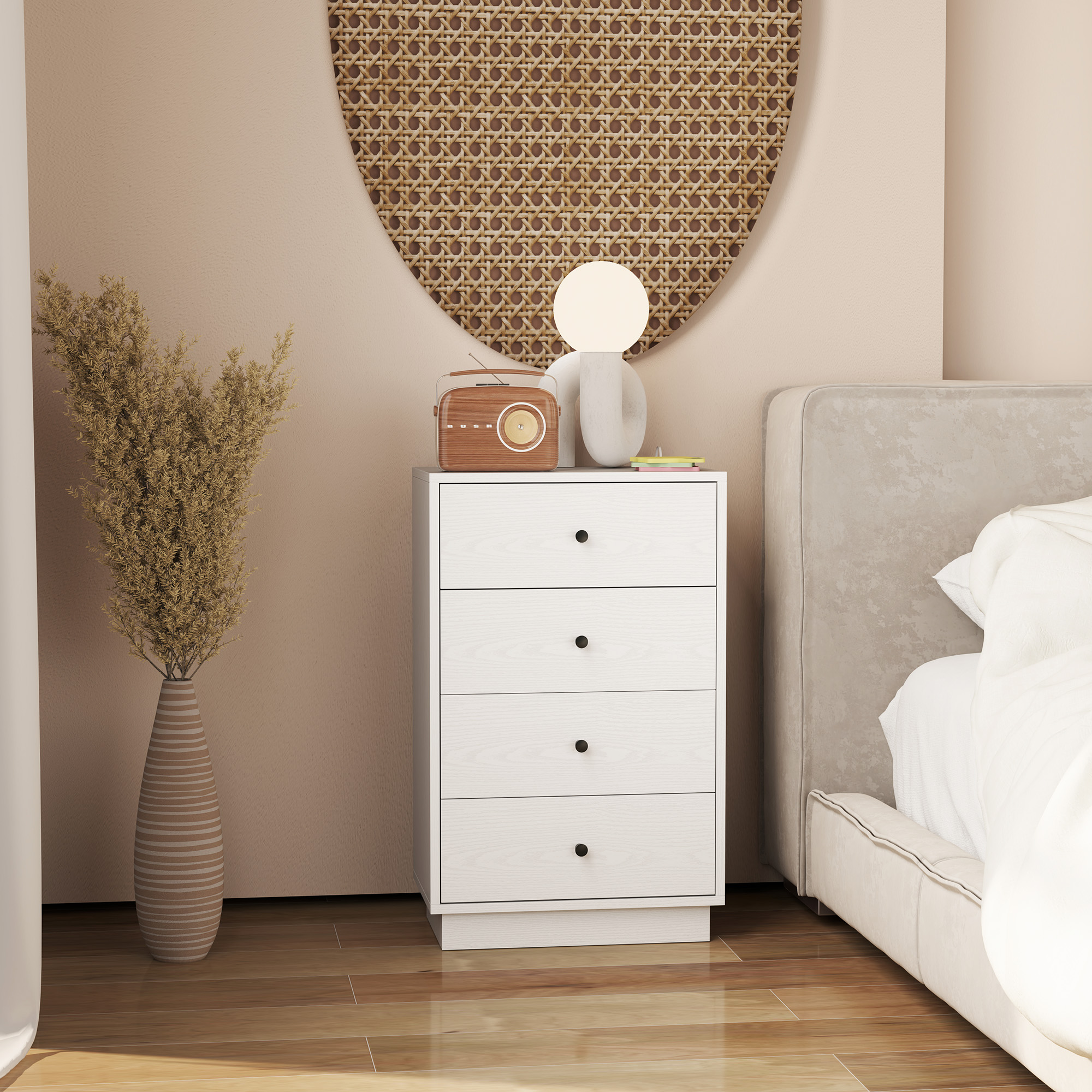 Kommode Sideboard mit 7 Schubladen Schrank aus Holzwerkstoff im Modern Stil 47 x 29 x 75 cm Weiß