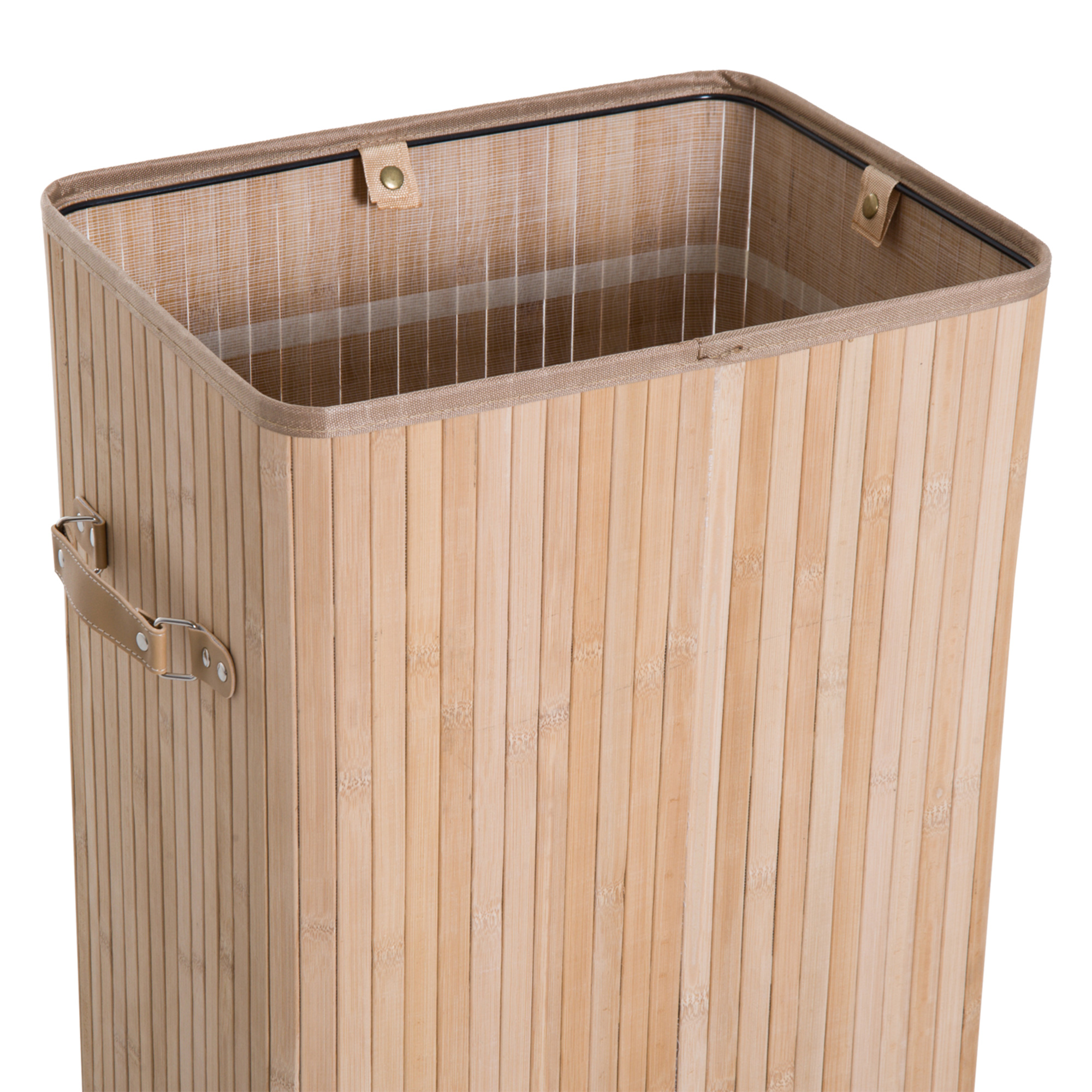Wäschekorb schmal mit Deckel 72L Wäschesammler mit Griff, herausnehmbarer Wäschesack, Wäschebox für Waschküche Schlafzimmer Badezimmer, Natur
