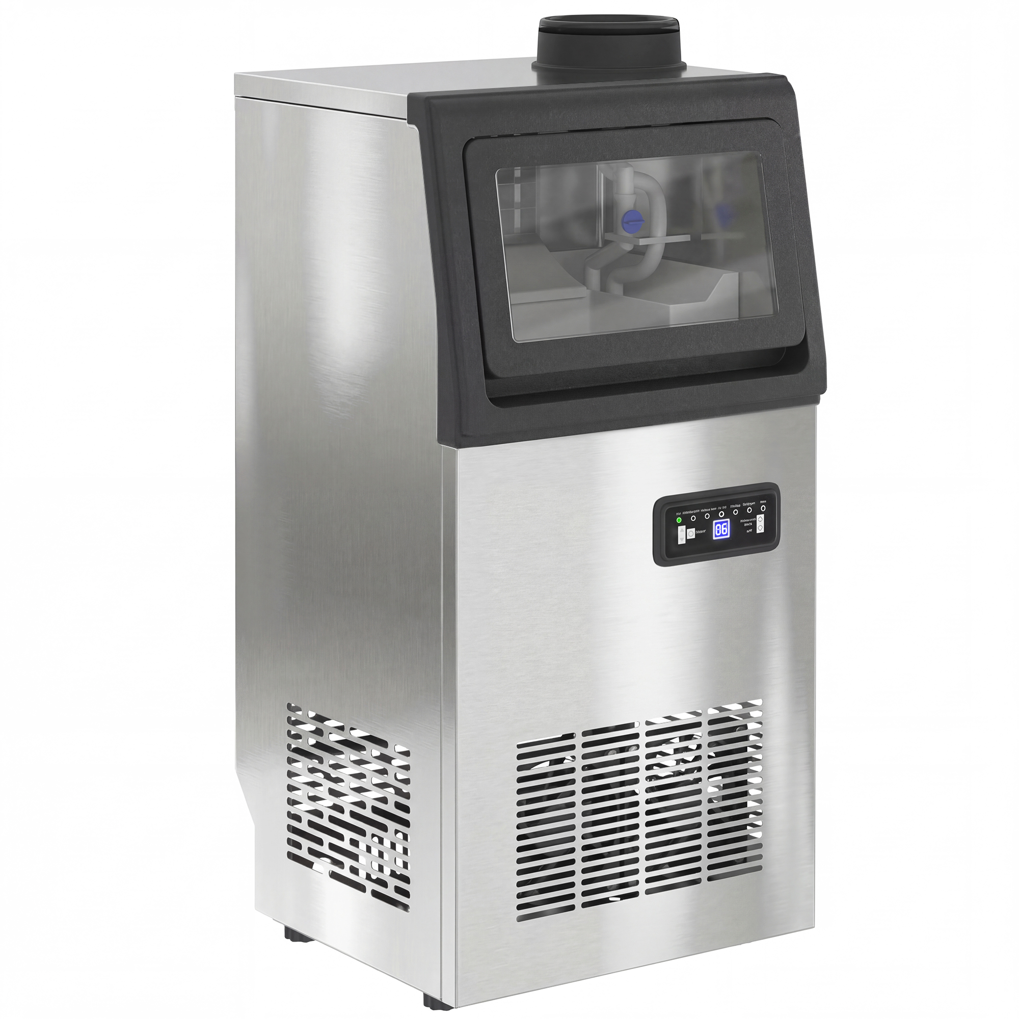 Eismaschine, 45 kg/24 Std., Edelstahl, Unterbau oder freistehend, Silber