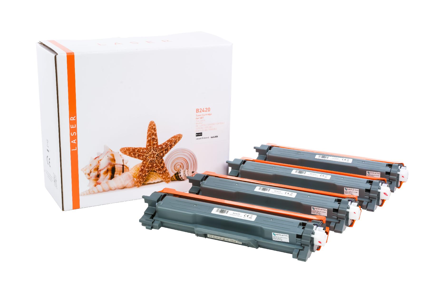4er Set TN2420 alternativ Toner schwarz für Brother / TN2420 / 4x3.000 Seiten