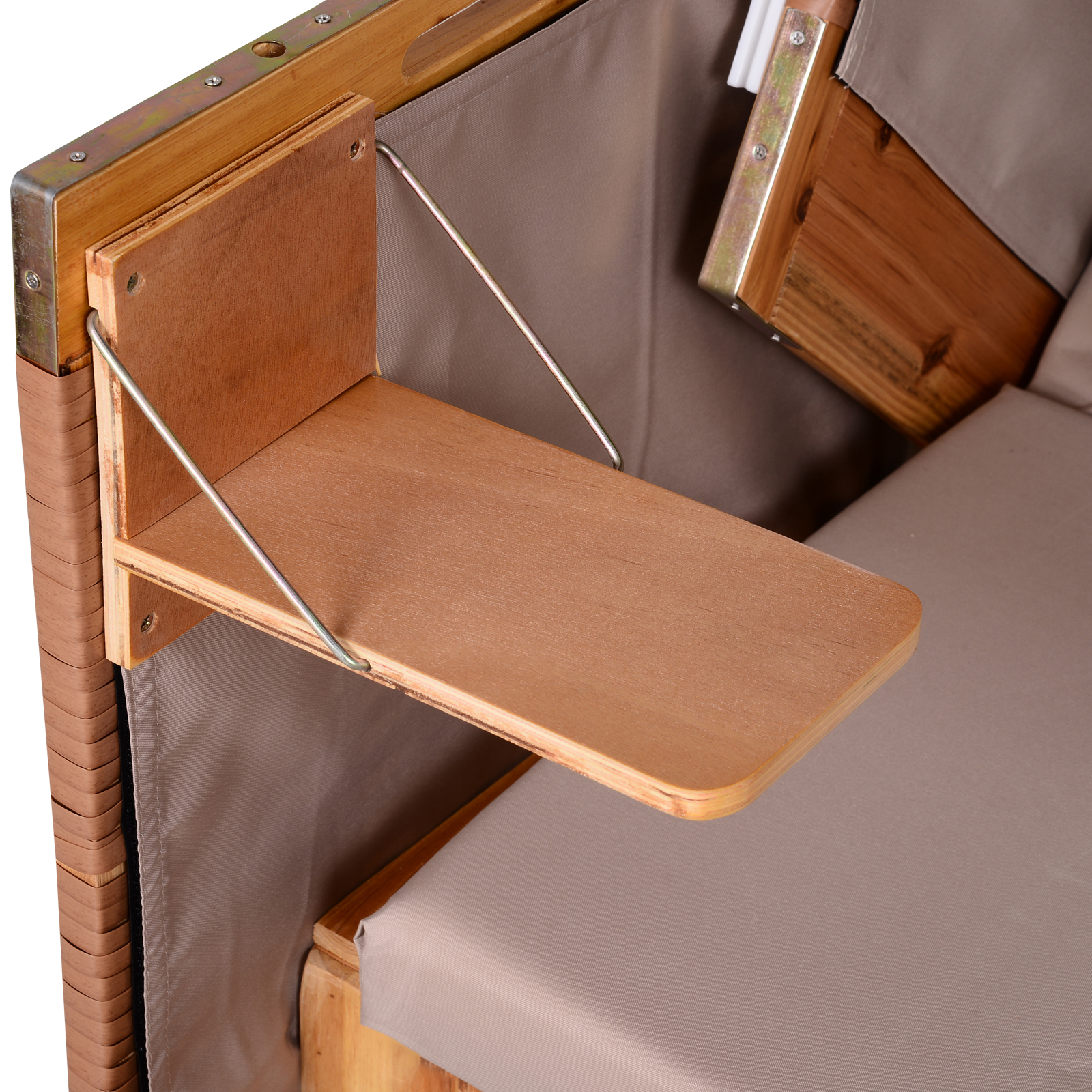 Strandkorb für 2 Personen mit neigbarer Rücklehne Beige 118 x 79 x 160cm