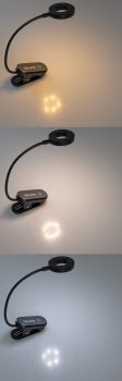 LED Akku-Leseleuchte / Klemmleuchte / 18cm Schwanenhals, dimmbar, 25lm