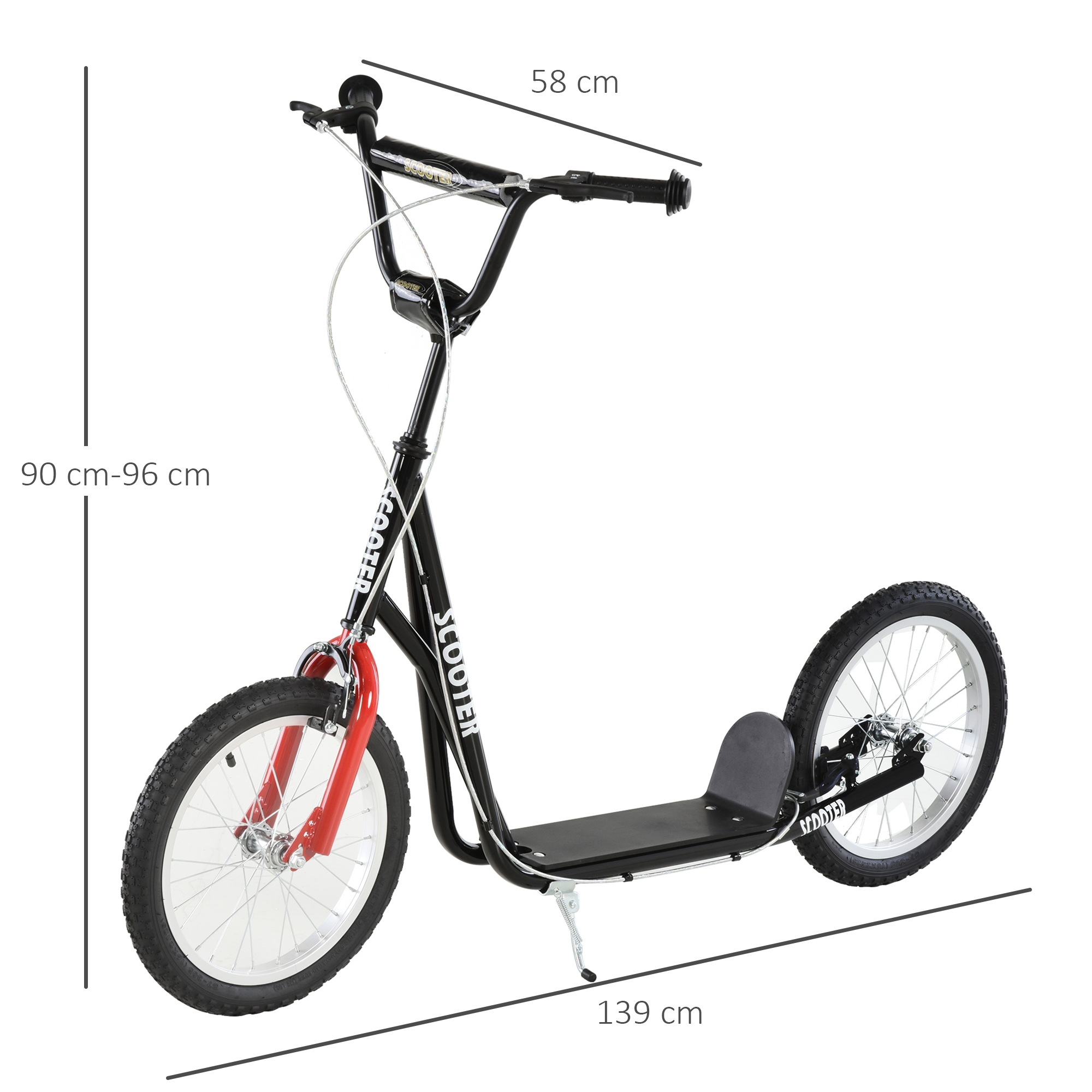 Kinderscooter mit Bremse höhenverstellbar Leichtbau Schwarz