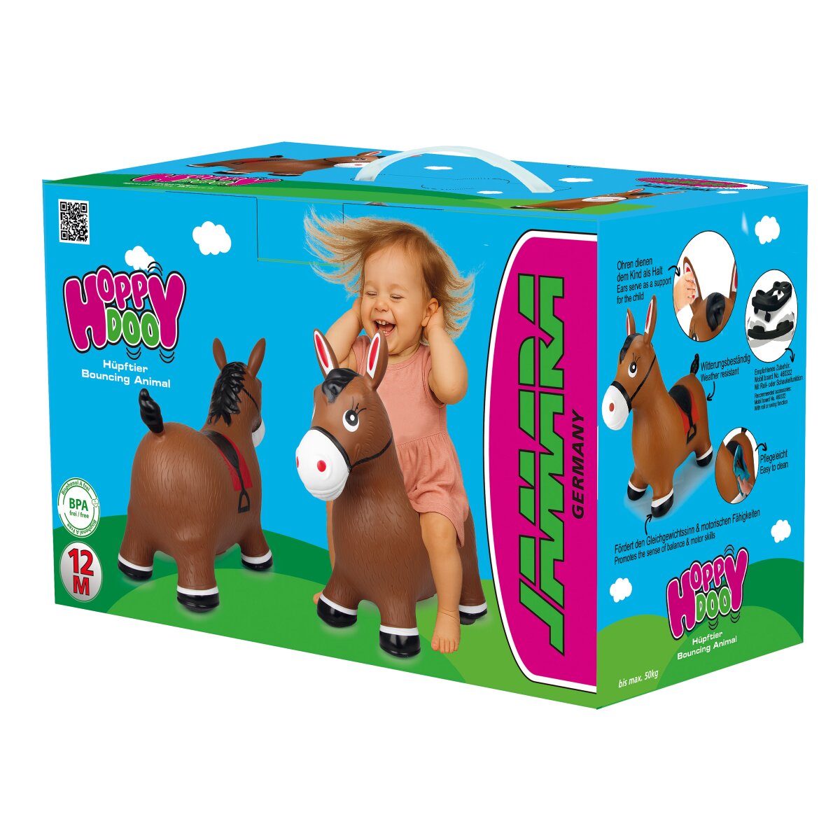 Hüpftier Pferd HoppyDoo braun mit Pumpe