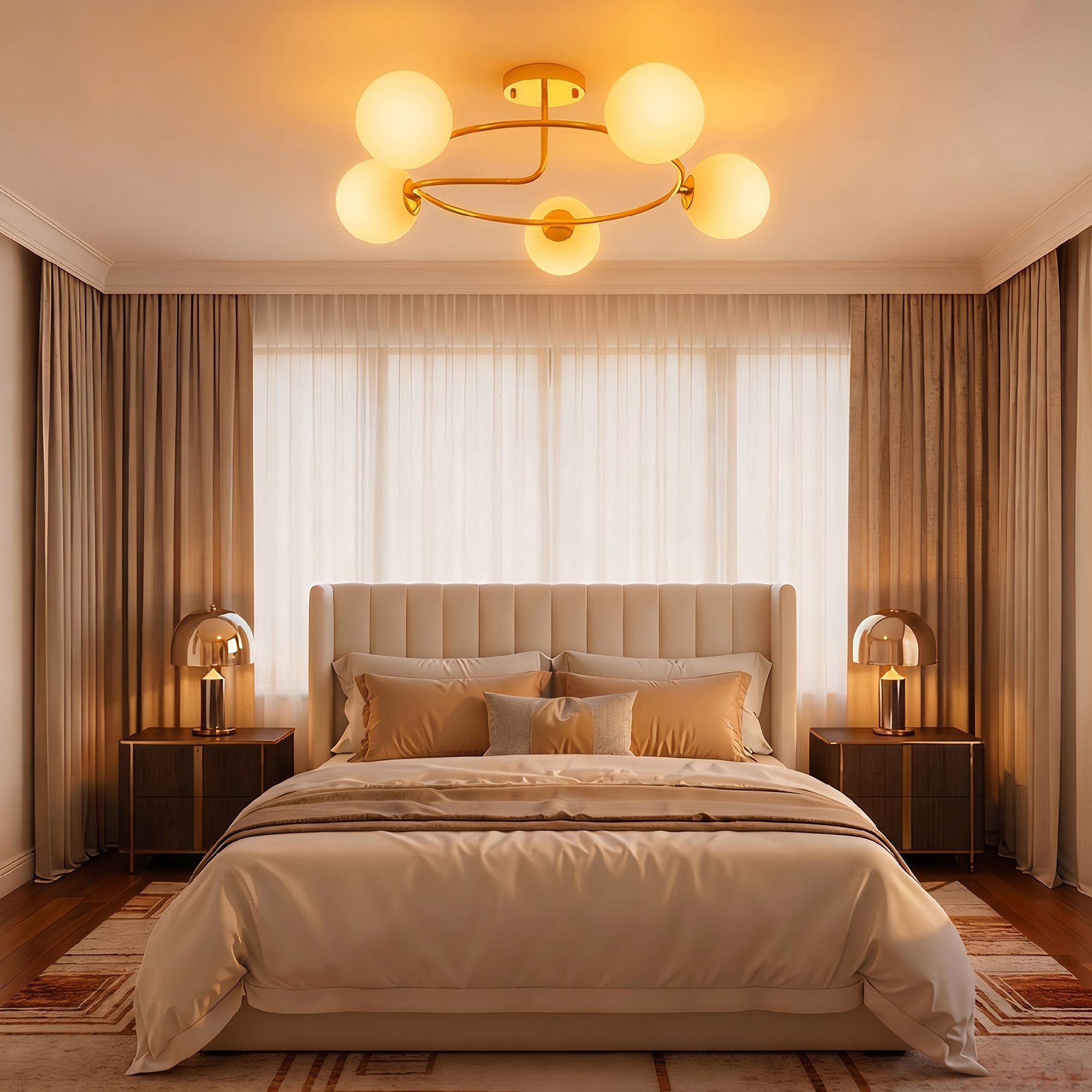 Deckenleuchte 20W Deckenlampe mit 5 G9-Fassungen, Eleganter Gold-Weiß-Look, Leuchtmittel nicht enthalten
