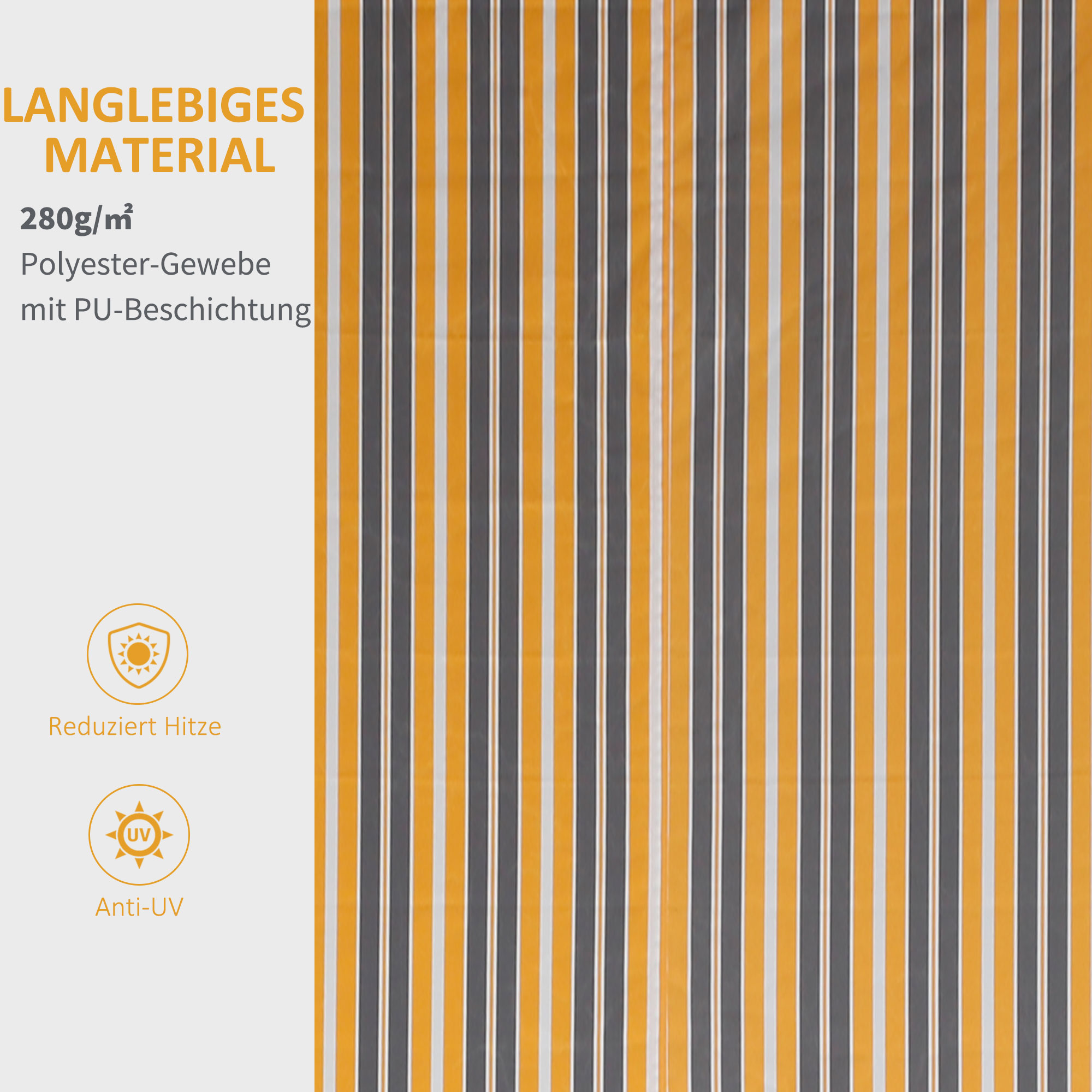 Markise Gelenkarmmarkise Sonnenschutz Handkurbel Balkon Alu Gelb Grau 2,95 x 2,45 m