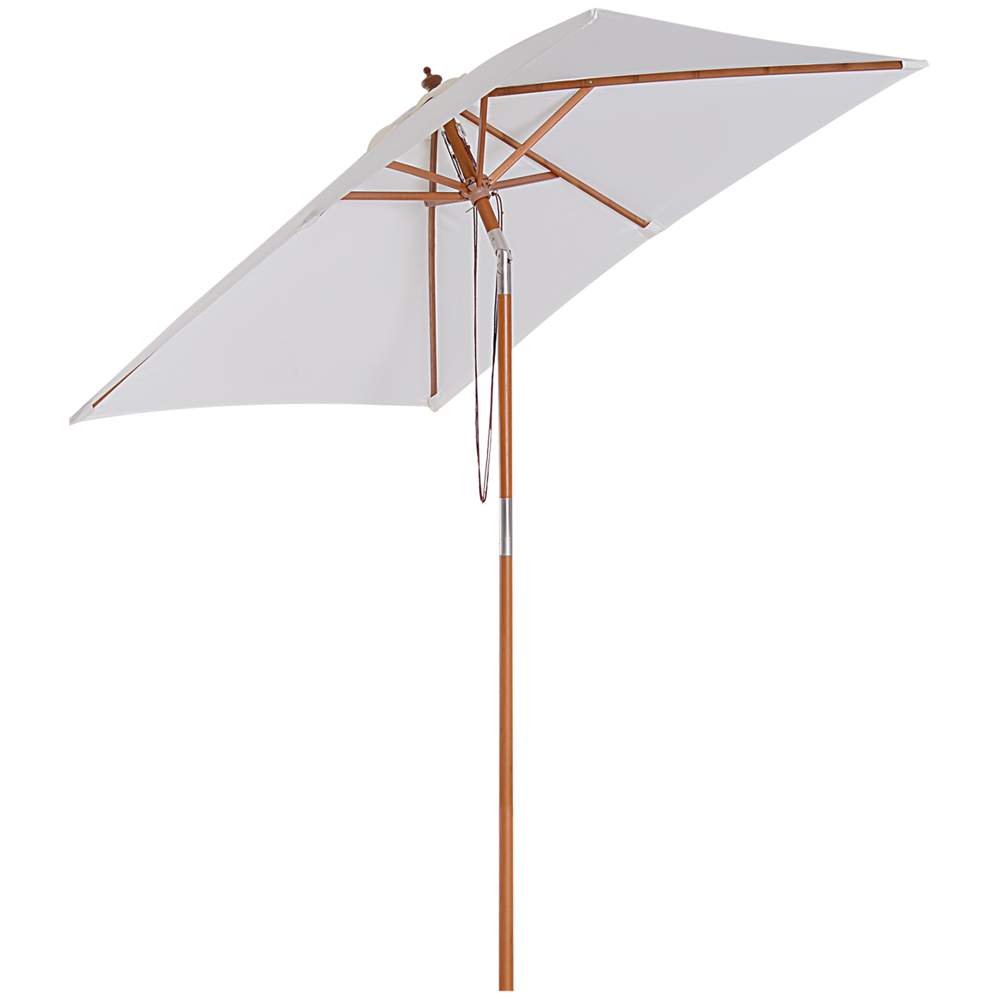 Sonnenschirm 200 x 150 x 235 cm Knickbarer Gartenschirm 3-stufig einstellbar rechteckig Strandschirm wasserabweisend und UV-beständig für Strand Balkon Terrasse Garten Cremeweiß