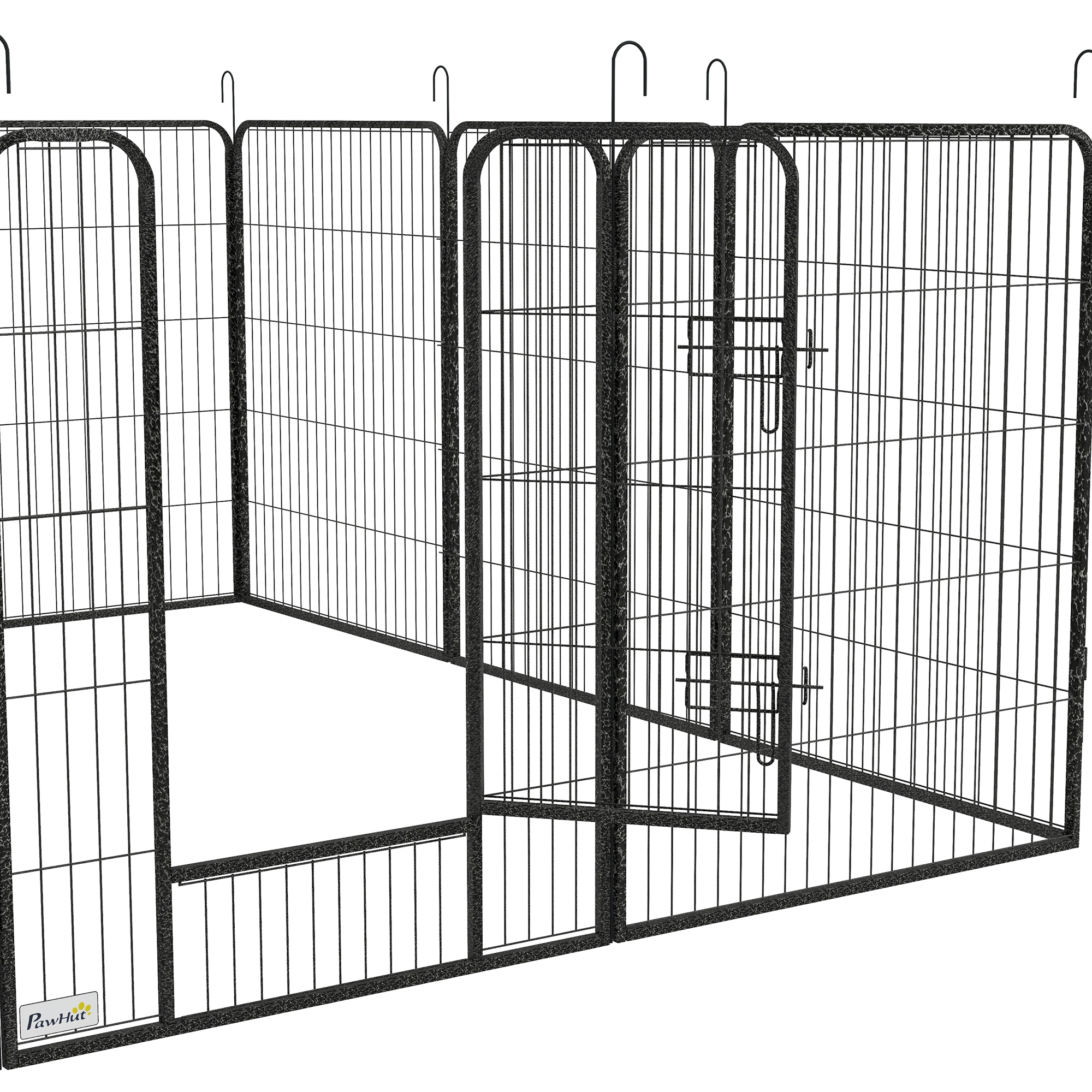 Welpenlaufstall 12-teilig Welpenauslauf faltbar mit 2 Tür 12 Gitterplatten Stahl je 80x100 cm Grau