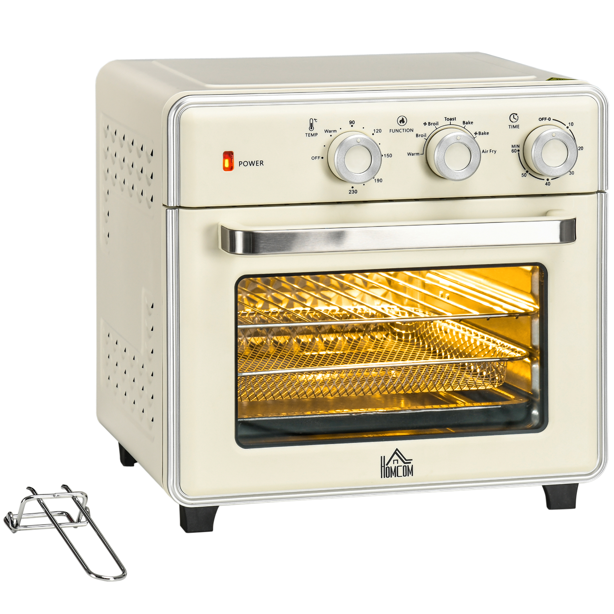 5-in1 Mini Ofen, 20 L Fassungsvermögen, 1400W, 1 Backrost, 1 Backblech, 60 Min. Timer