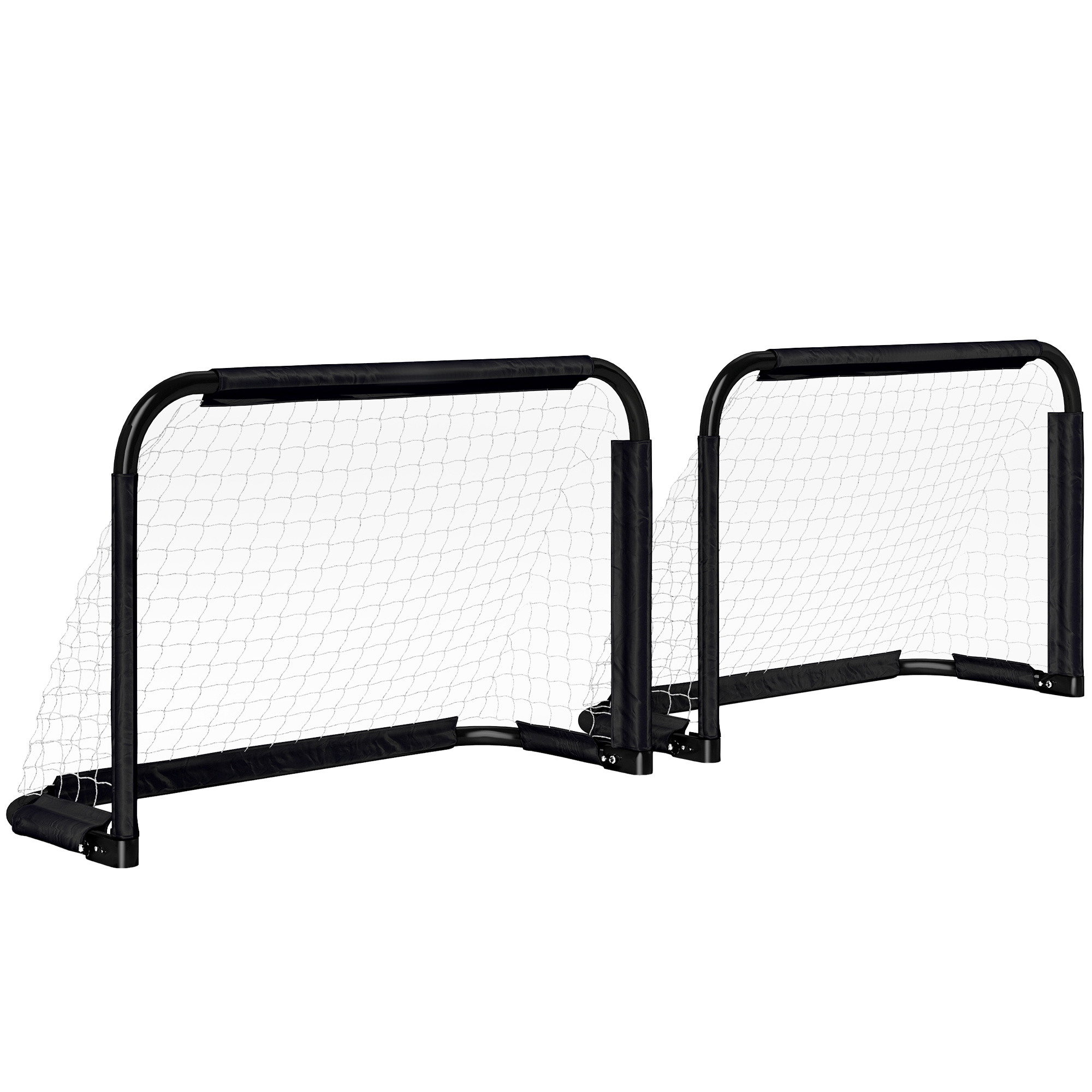 Fußballtor-Set, 2 klappbare Minitore, Metallrahmen, inkl. Werkzeug, 90 x 36 x 60 cm, Schwarz