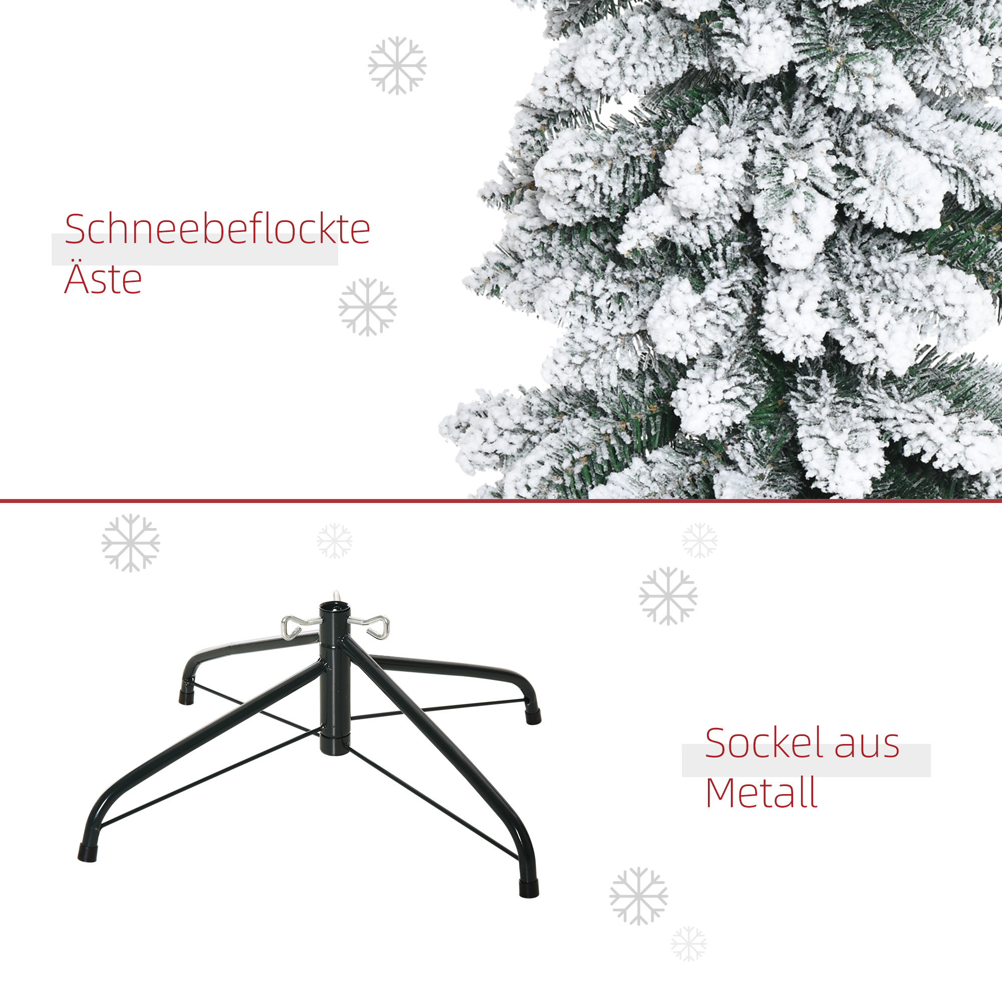 Weihnachtsbaum, schneebedeckt, schmales Design, feuerfest, 210 cm, Grün/Weiß