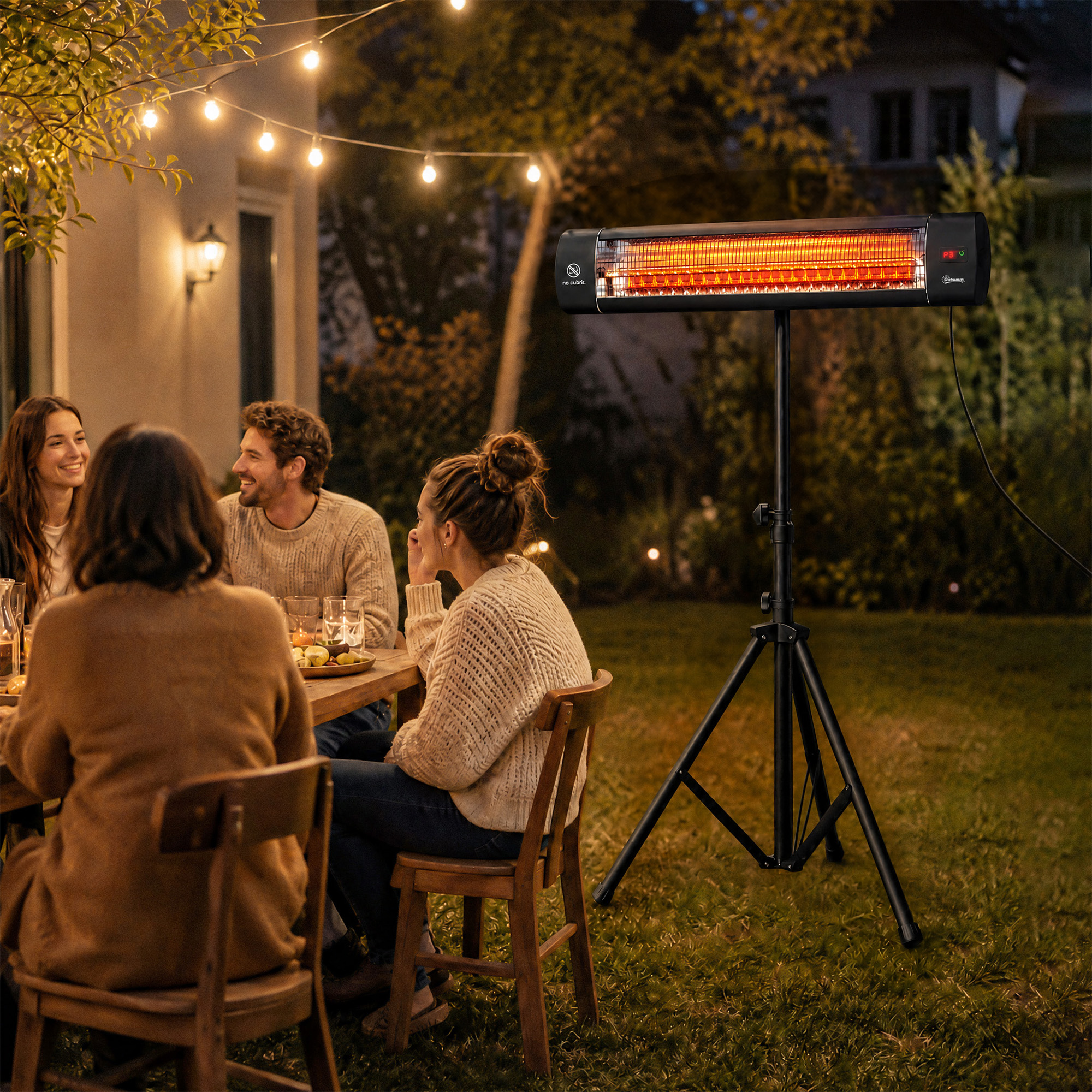 Infrarot Heizstrahler 2500W Terrassenstrahler mit Touch & Fernbedienung 3 Heizstufen höhenverstellbarem Standfuß