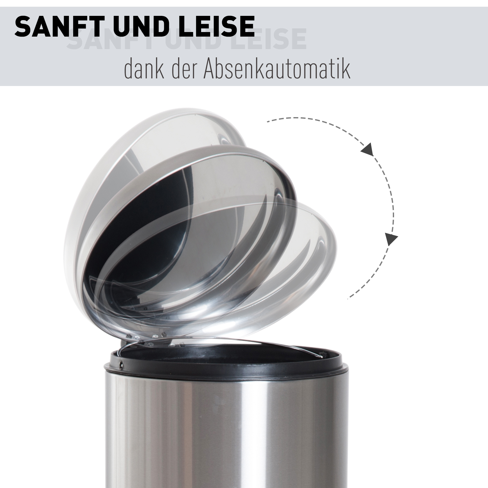 30L Mülleimer Abfalleimer, Papierkorb, Treteimer mit Deckel, Fußpedal, Müllbehälter mit Inneneimer, Mülltrennung für Wohnzimmer, Büro, Rund