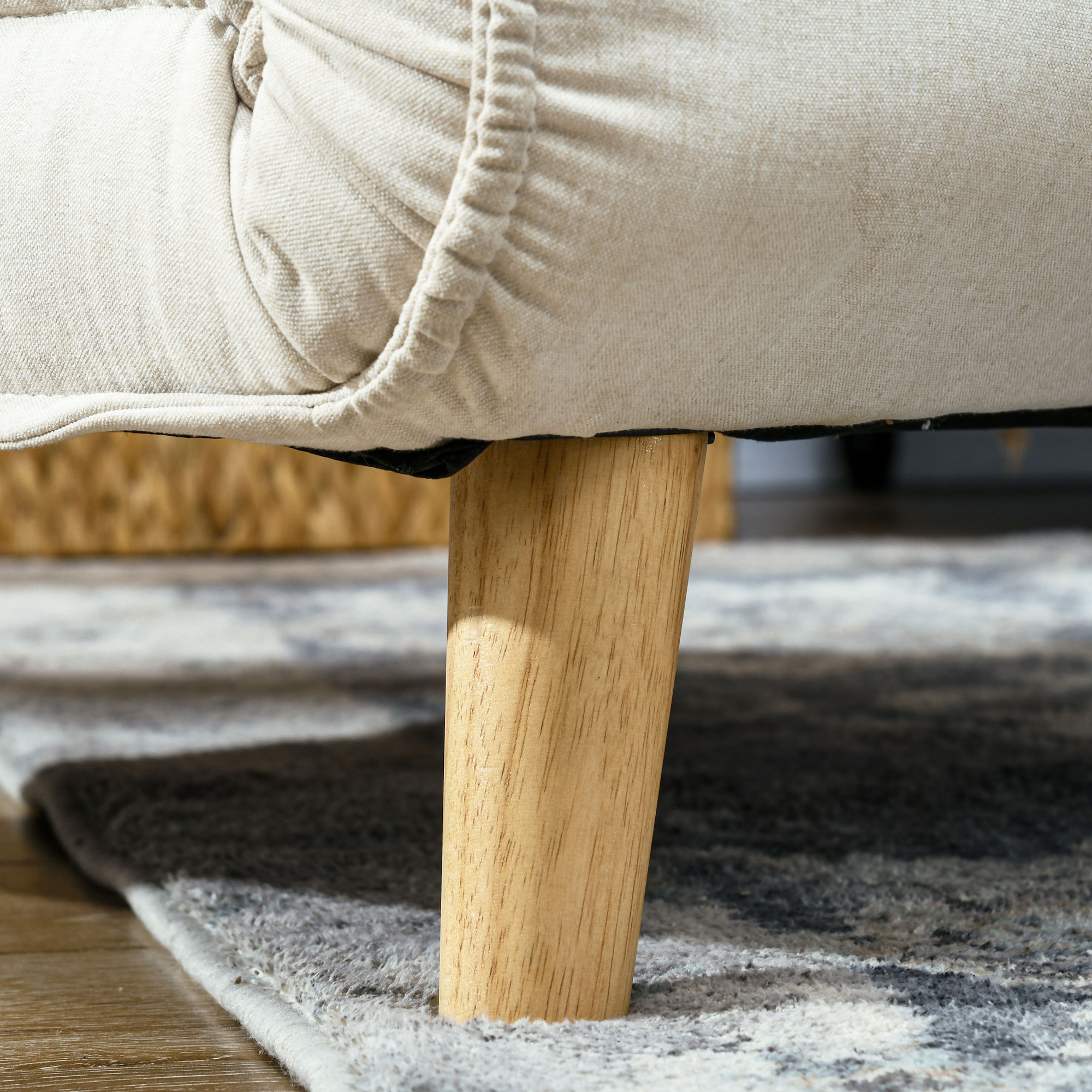 Schlafsessel, 6-stufig verstellbare Lehne, Leinenoptik, bis 120 kg, Creme