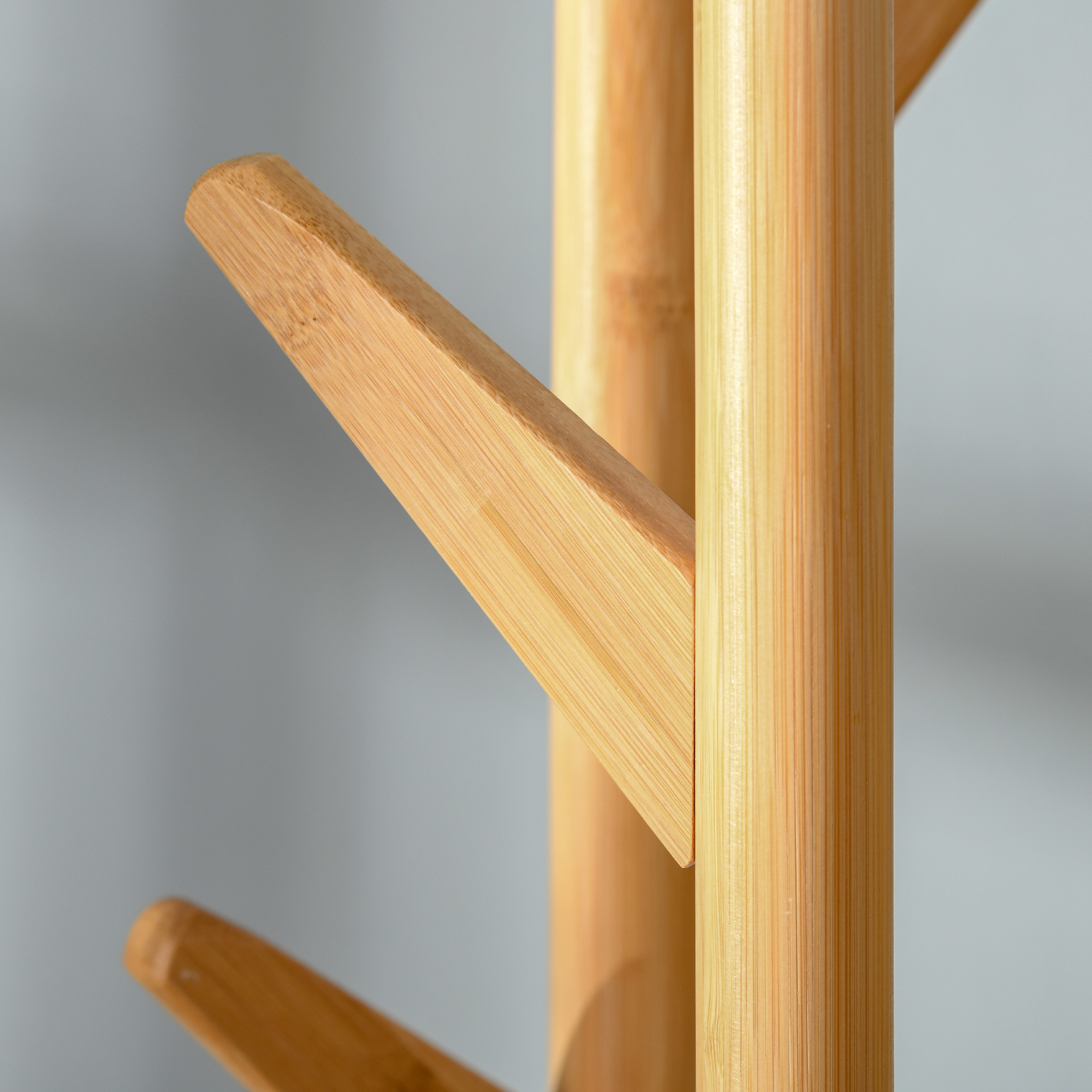 Garderobenständer, Kleiderständer mit 12 Haken und Schirmständer, Garderobe in Baumform, moderner Jackenständer für Kleidung, Hut, Tasche, für Wohnzimmer, Schlafzimmer, Bambus, Natur+Weiß