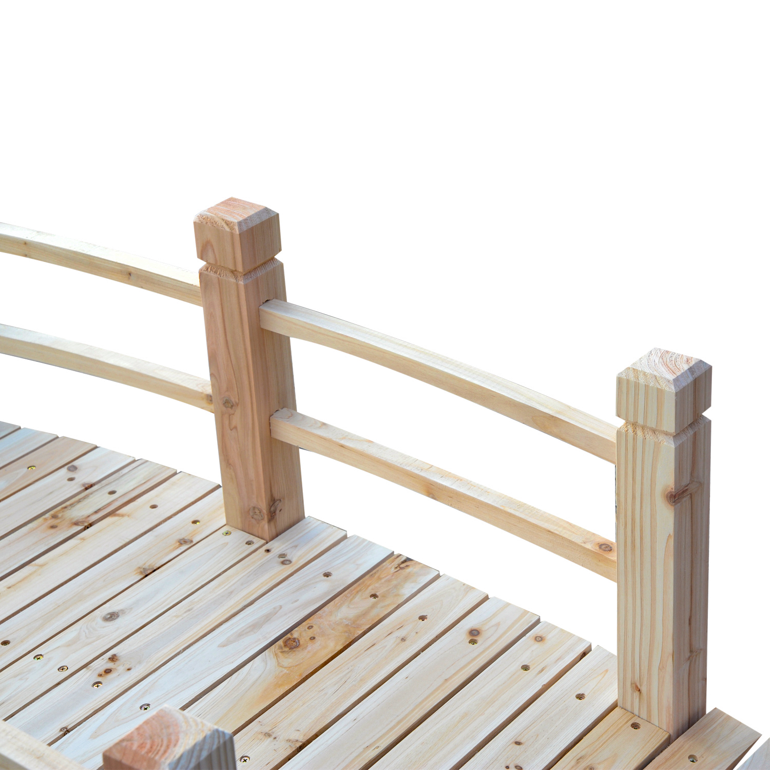 Gartenbrücke Holzbrücke Holzsteg Teichbrücke Zierbrücke mit Geländer bis 180 kg Tannenholz Natur 152,5 x 67 x 48 cm