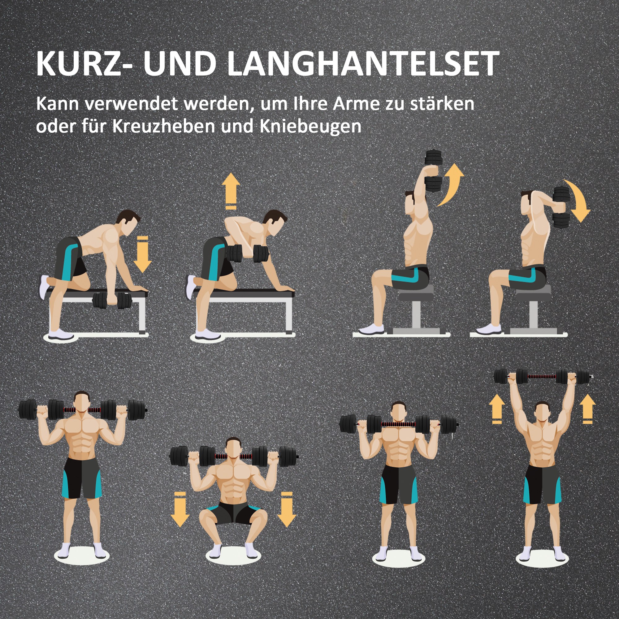 2 in 1 Hanteln Set 30 kg verstellbare Kurzhantel & Langhantel professionell Dumbbell Krafttraining Schwarz