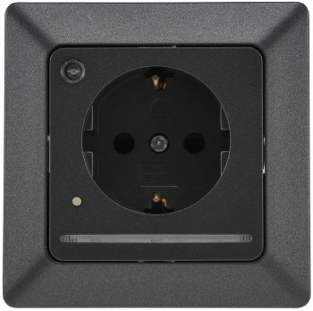 MILOS Schutzkontakt-Steckdose mit LED / anthrazit, 250V~/ 16A, Licht mit Sensor