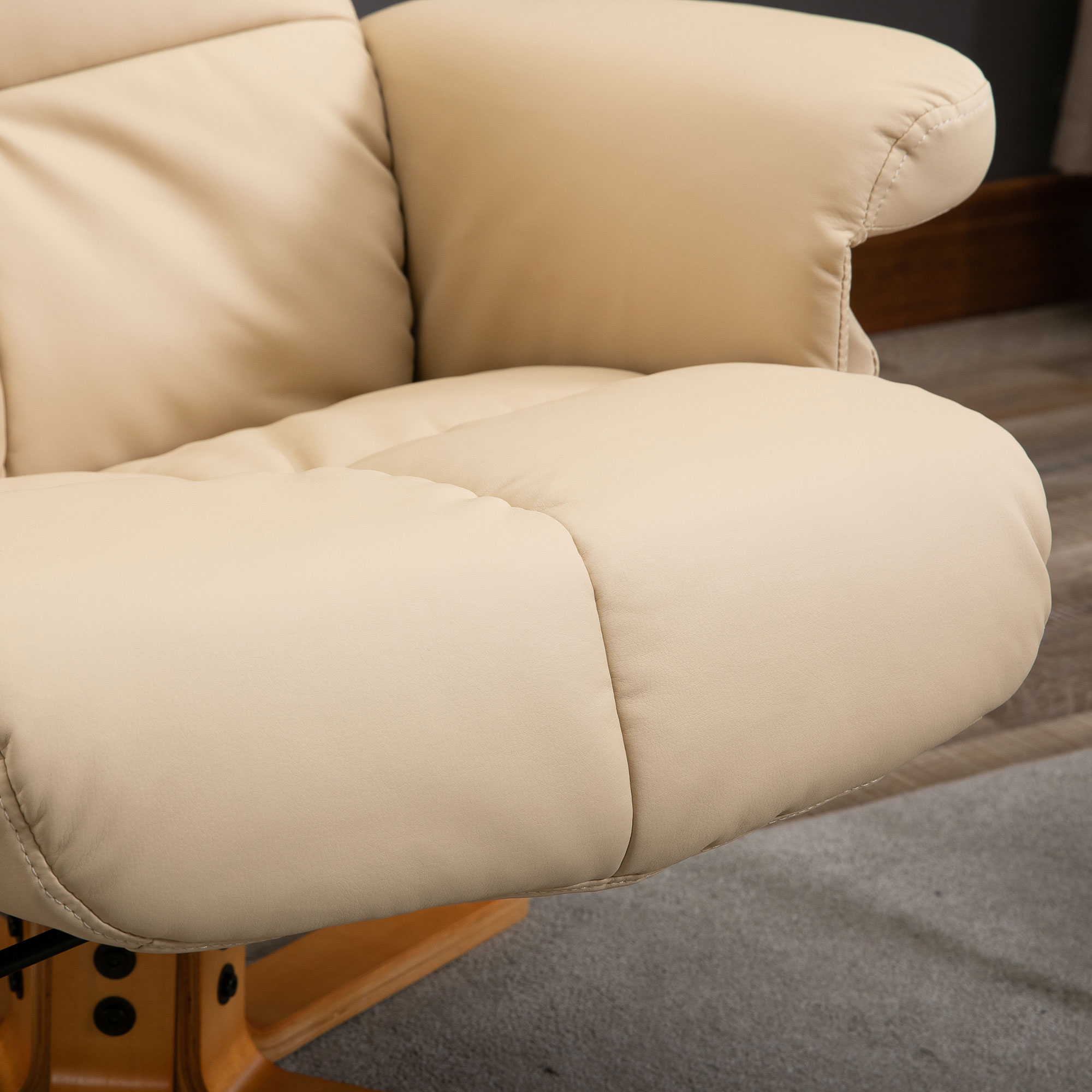 Relaxsessel Massagesessel mit Fußhocker Stauraum Liegefunktion Fernsehsessel mit Massagefunktion TV Sessel 145°-Neigung Polyester Cremeweiß 80 x 86 x 99 cm
