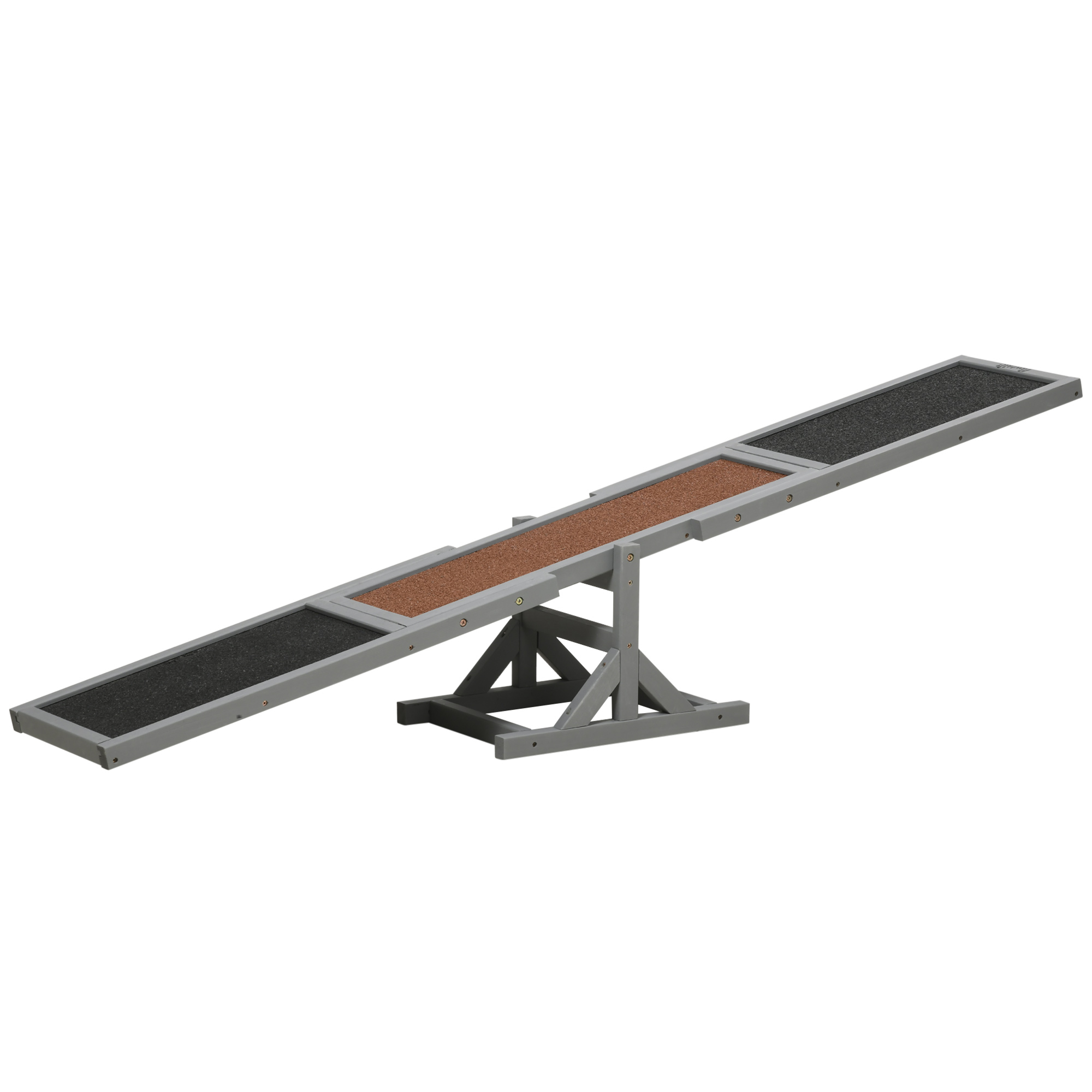 Hundewippe Aqulity-Wippe Hundesportwippe, 180 x 30 x 30 cm, Grau + Braun