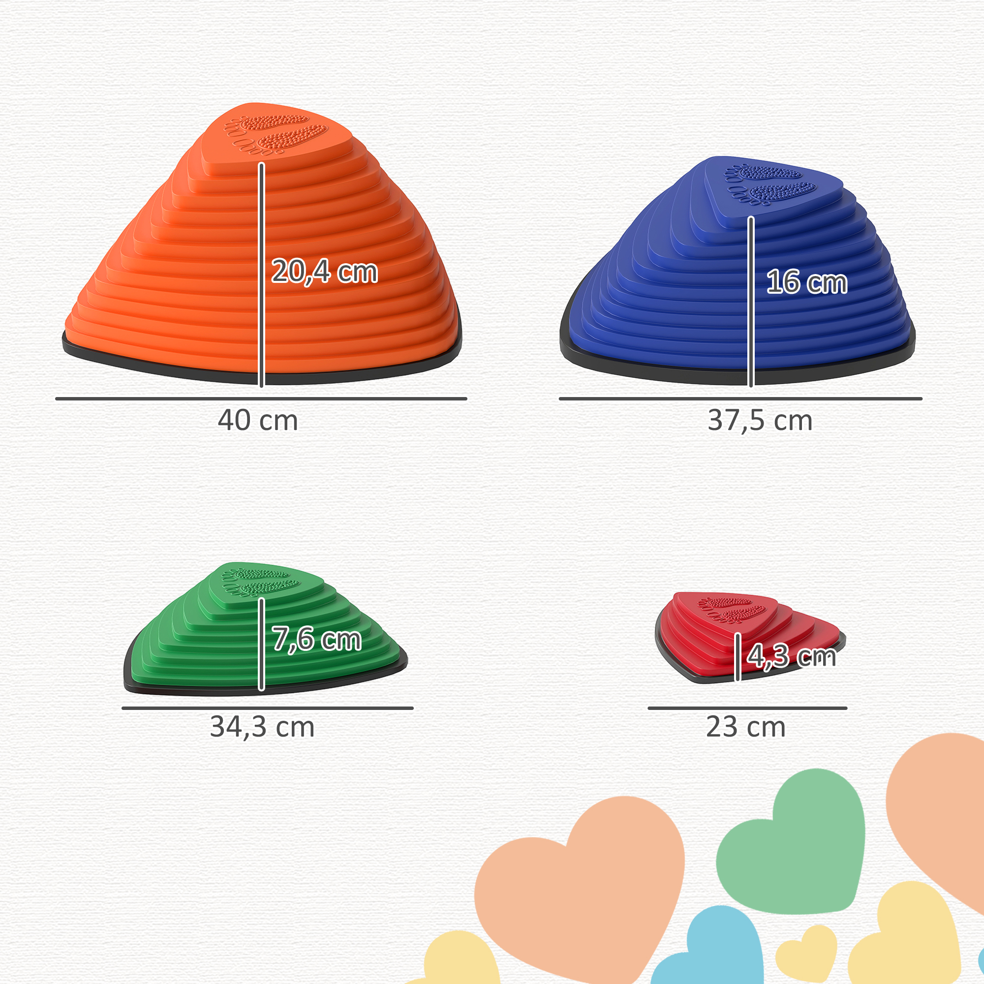 11er-Set Trittsteine, rutschfestes Design, für drinnen & draußen, stapelbar, Bunt