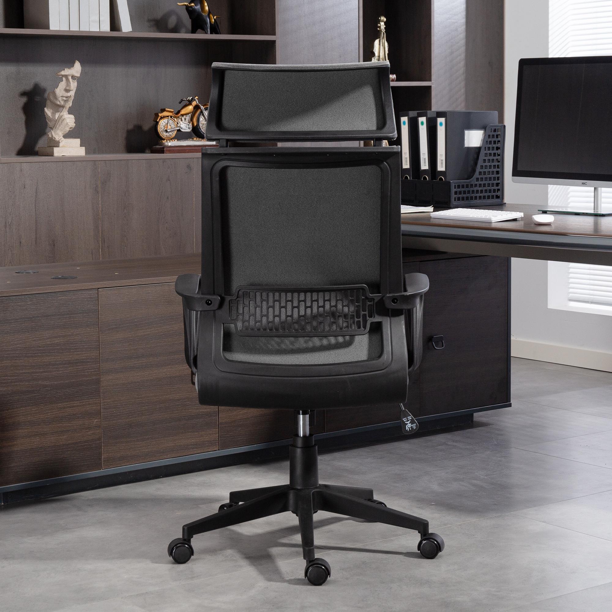 Bürostuhl mit weicher Rückenlehne, Räder, Armlehnen, höhenverstellbarer Schreibtischstuhl, Kunstwolle, Grau