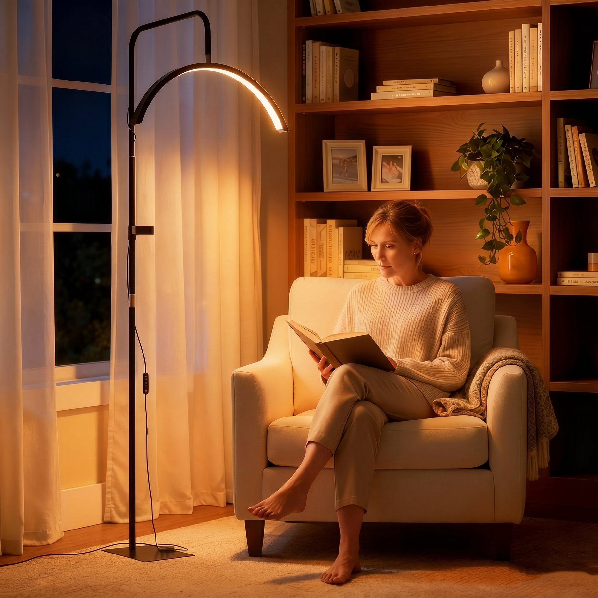 LED Halbmond Wimpern Lampe mit Telefonhalter 350° Drehbar Beauty-Ringlicht Warme Lampe mit Einstellbar Höhe