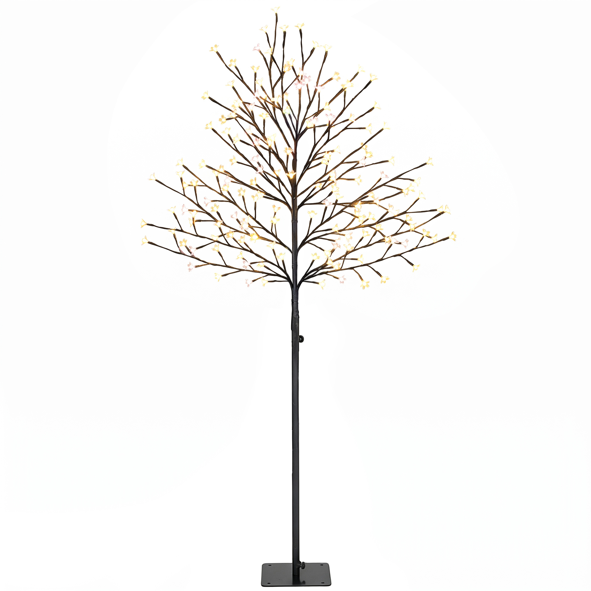 LED-Kirschblütenbaum 150 cm mit 160 LEDs, künstlicher Leuchtbaum mit 20 biegsamen Zweigen, Weihnachtsdeko