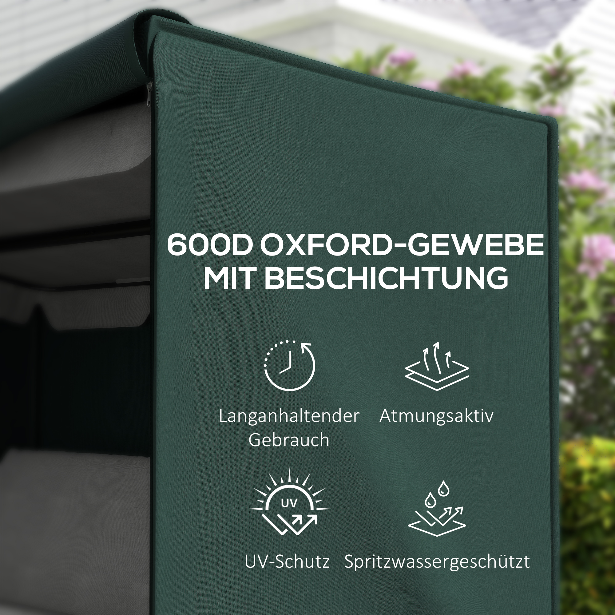 Hollywoodschaukel Abdeckung 3 Sitzer, Wasserabweisend Winterfest Schutzhülle für Gartenschaukel, UV-Beständig Abdeckplane, Abdeckhaube, Reißfest 600D Oxford Gewebe, 205x124x164cm Dunkelgrün