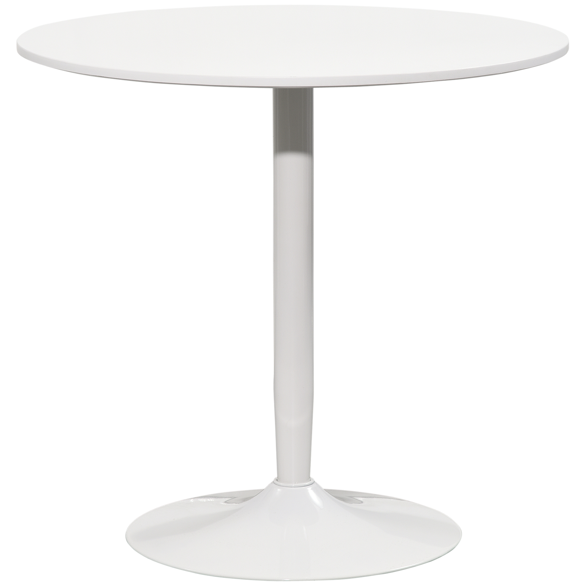 Esstisch für 2 Personen, runde Tischplatte Ø80 cm, MDF und Stahl, rutschfest, Weiß, 75H cm