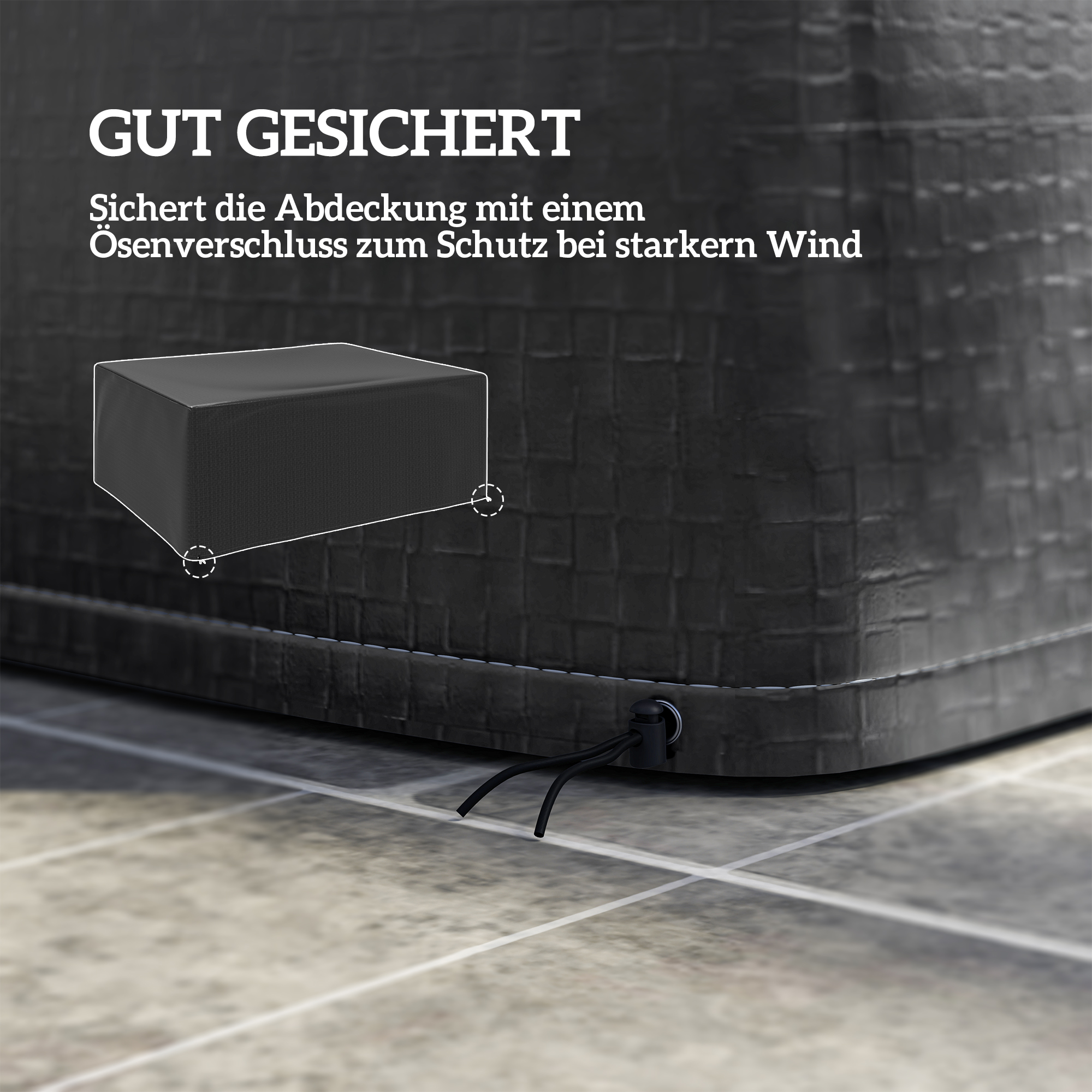 Schutzhülle für Gartenmöbel Winterfest Wasserdicht Abdeckung Anti-UV Abdeckplane 235 x 190 x 90cm Schwarz