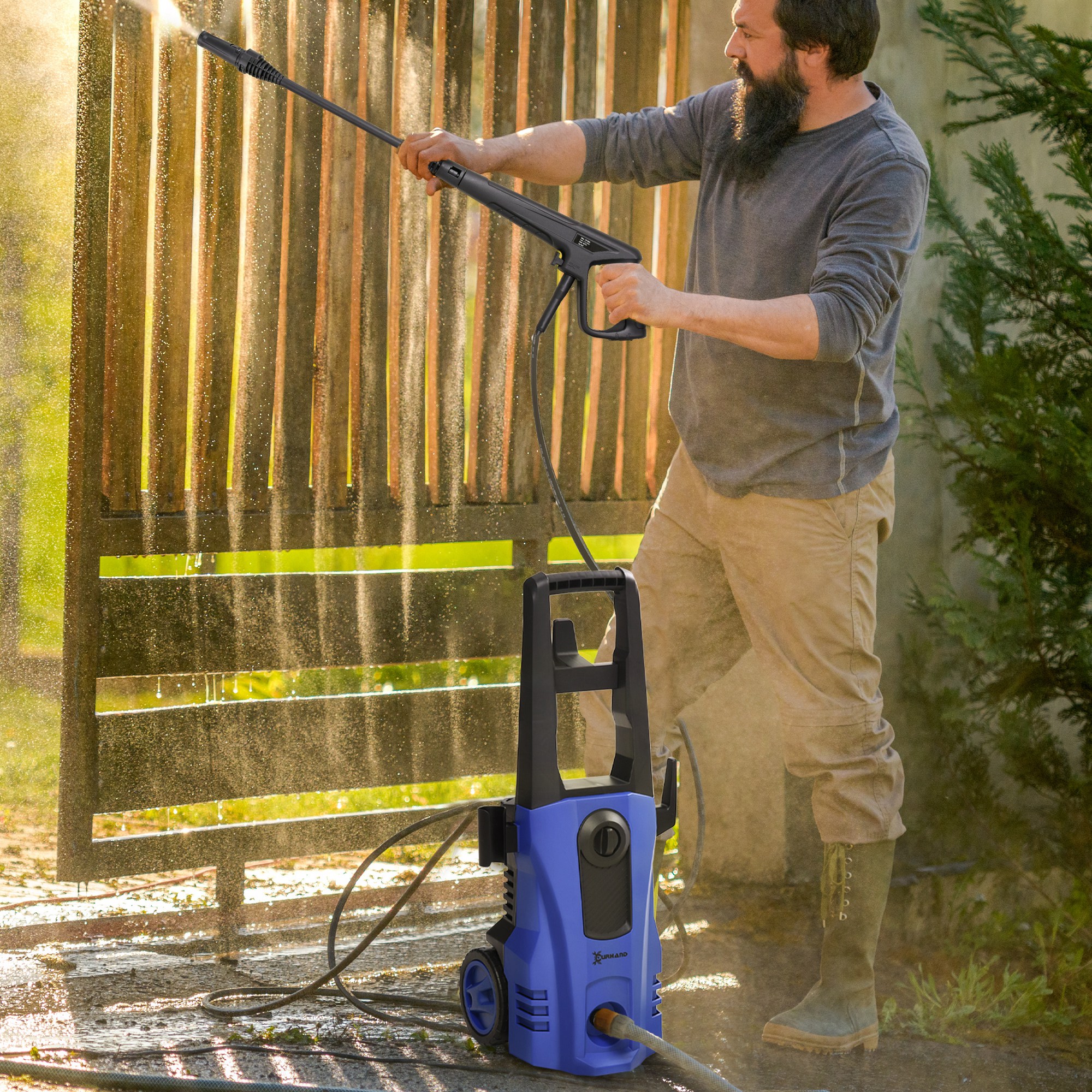 Hochdruckreiniger Druckreiniger 5-tlg. Zubehör, verstellbare Spritzdüse, 150 bar Druck, 1800 W, max. 510 l/h, 35x27x78cm