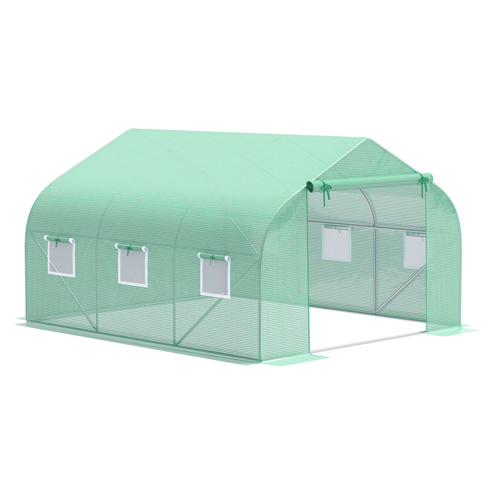 Folien Gewächshaus Foliengewächshaus Treibhaus Frühbeet Pflanzenhaus Tomatenhaus Giebeldach  350L × 300B × 200H cm