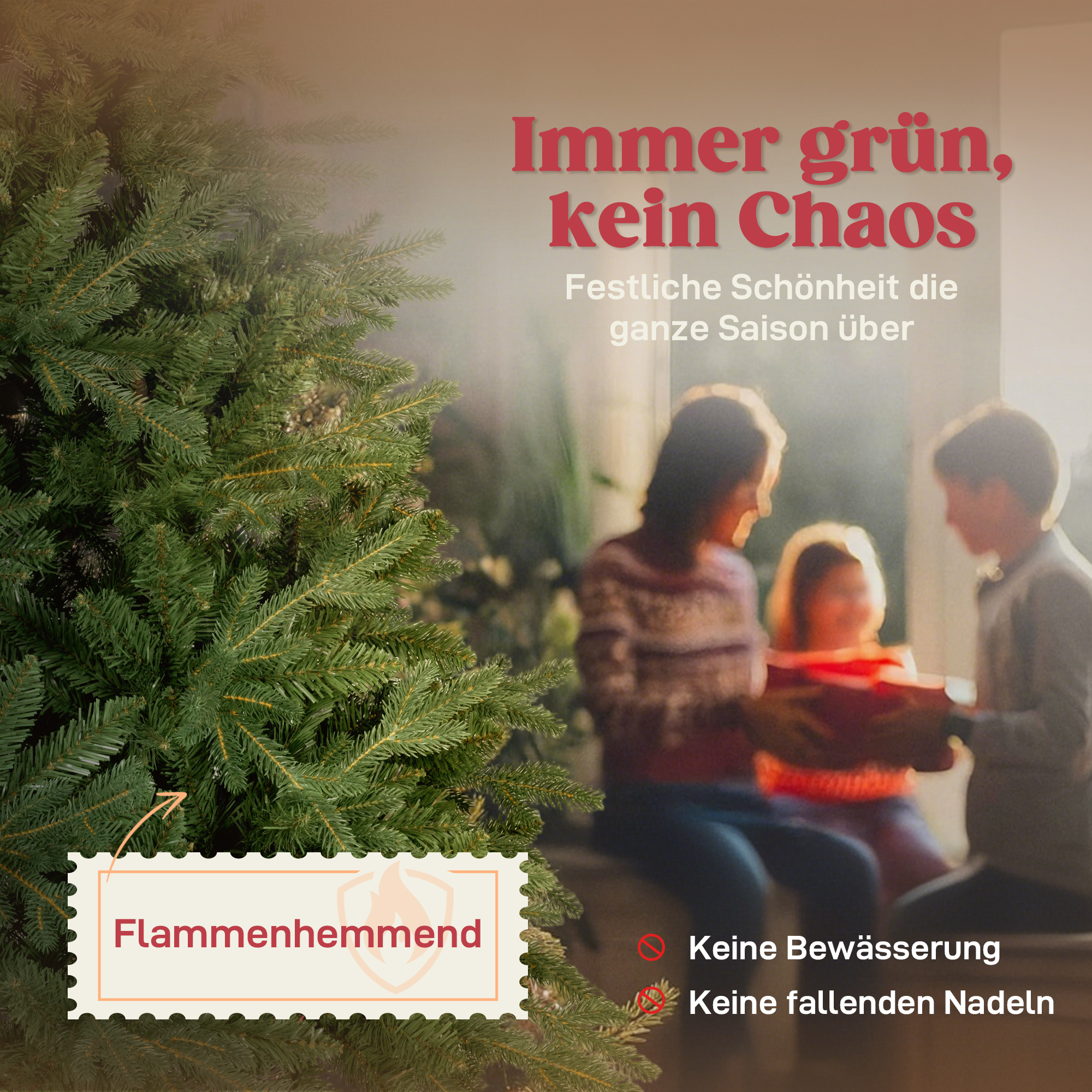 Künstlicher Weihnachtsbaum 180 cm Kiefernbaum künstlich mit 3026 Spitzen für drinnen