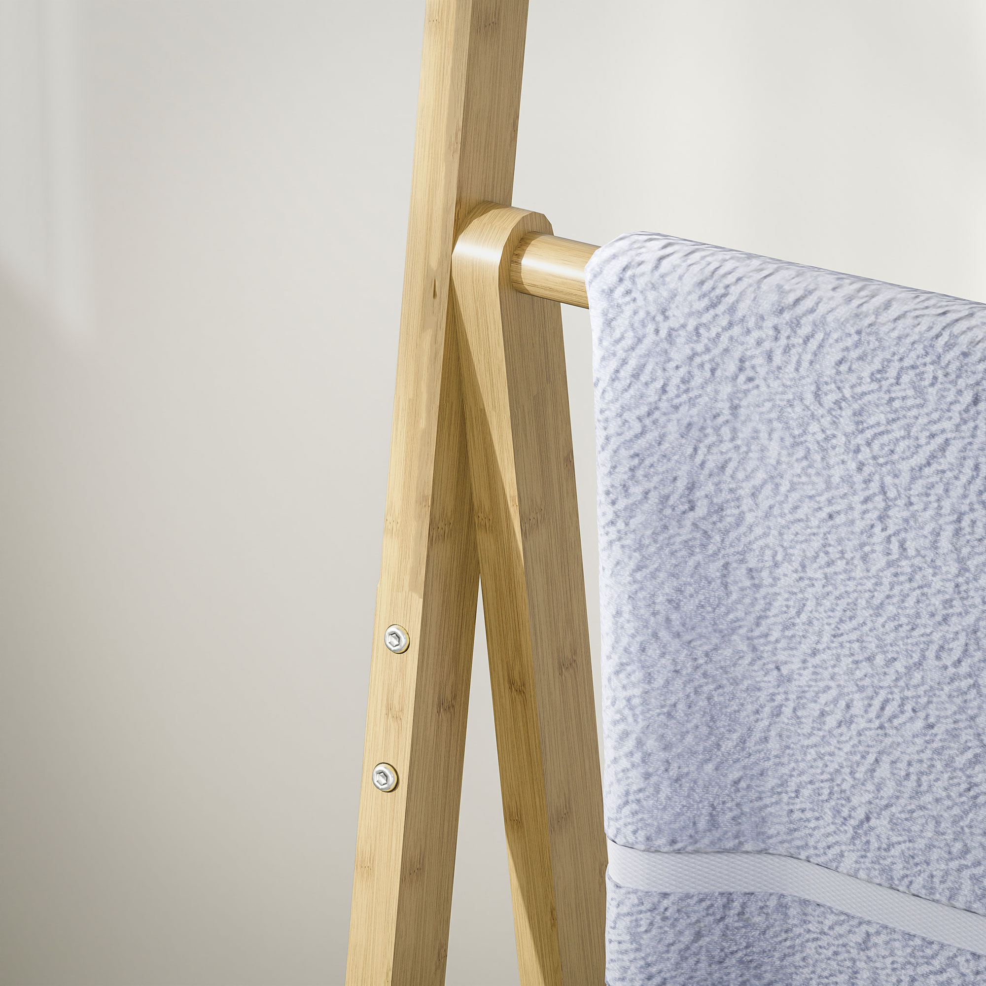 3-stufiges Badezimmerregal, 3 Handtuchhalter, Bambusrahmen, A-förmig, Lattenregale