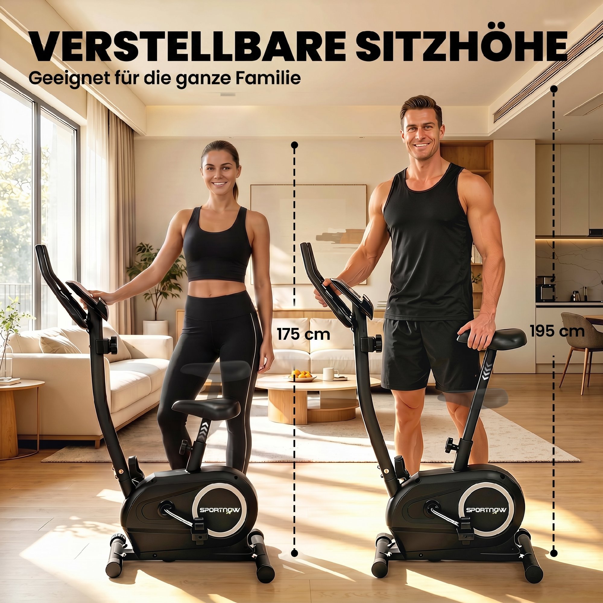 Heimtrainer Fahrrad Höhenverstellbar Hometrainer mit APP Magnetwiderstand LCD-Monitor Pulssensoren Handyhalterung