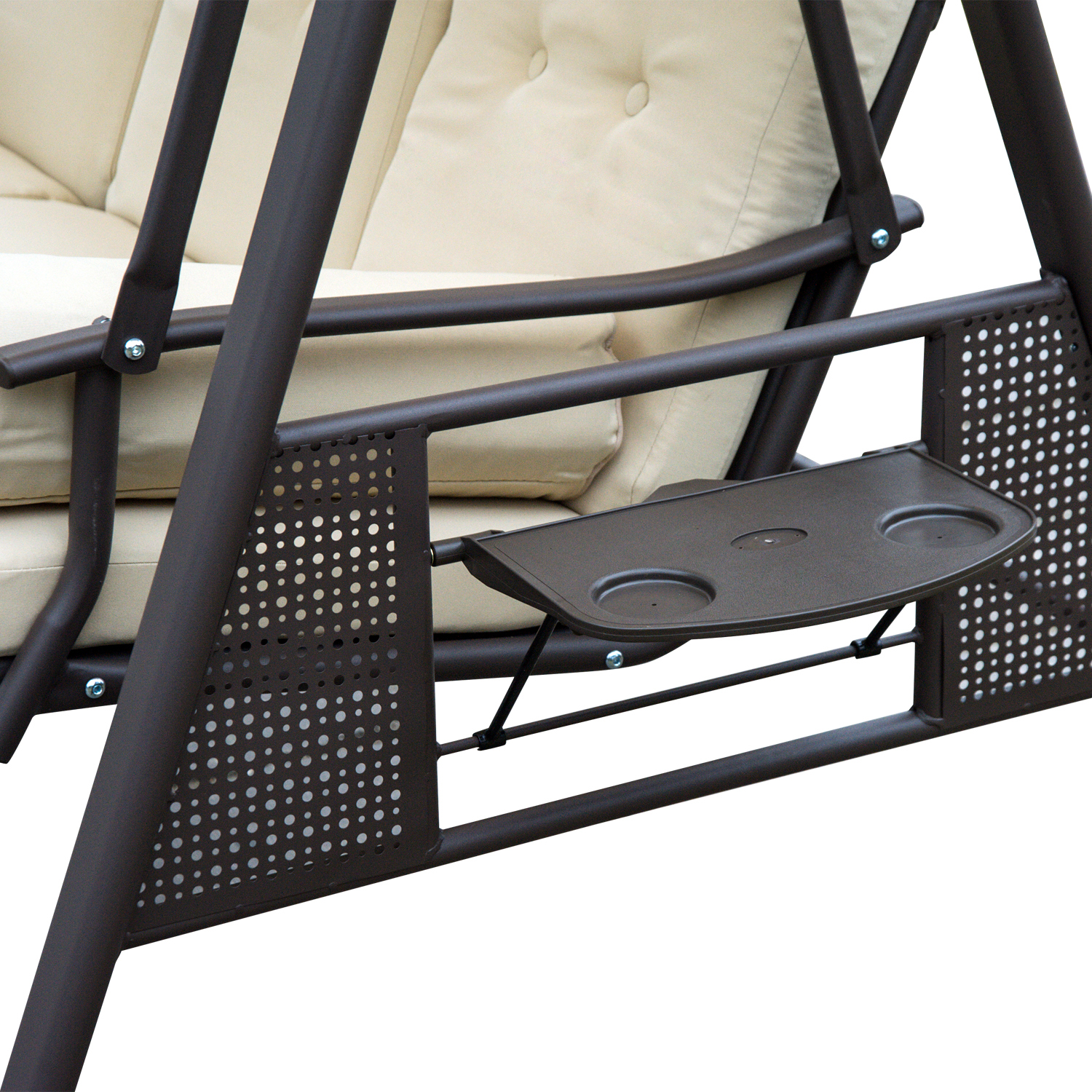 3-Sitzer Hollywoodschaukel mit Sonnendach Beige+Braun 121×208×172 cm