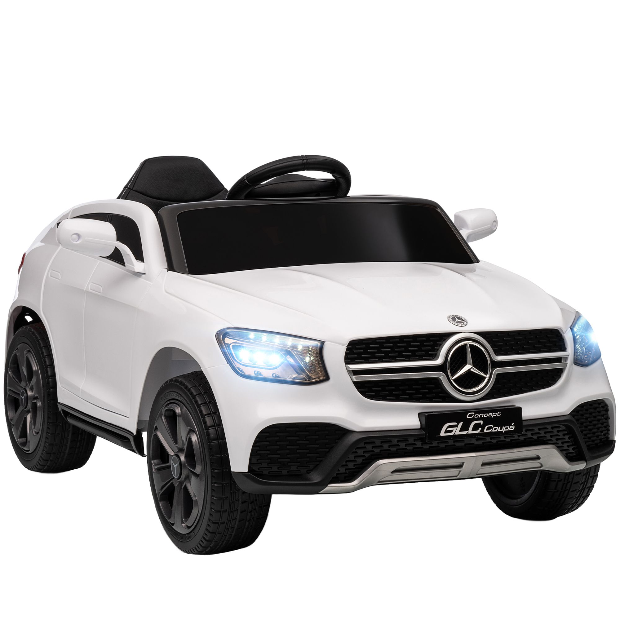 Elektroauto für Kinder, 12V Kinderauto mit Fernbedienung, LED-Lichter, Musik, 3 Geschwindigkeiten, 3-6 Jahre, Weiß