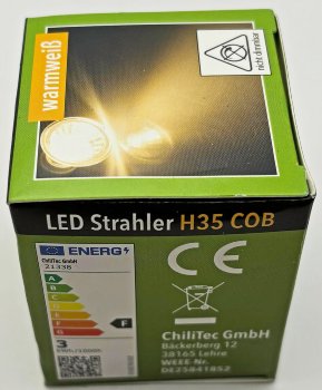 LED Strahler MR16 "H35 COB" / 1 COB, 3000k, 300lm, 12V/3W, warmweiß