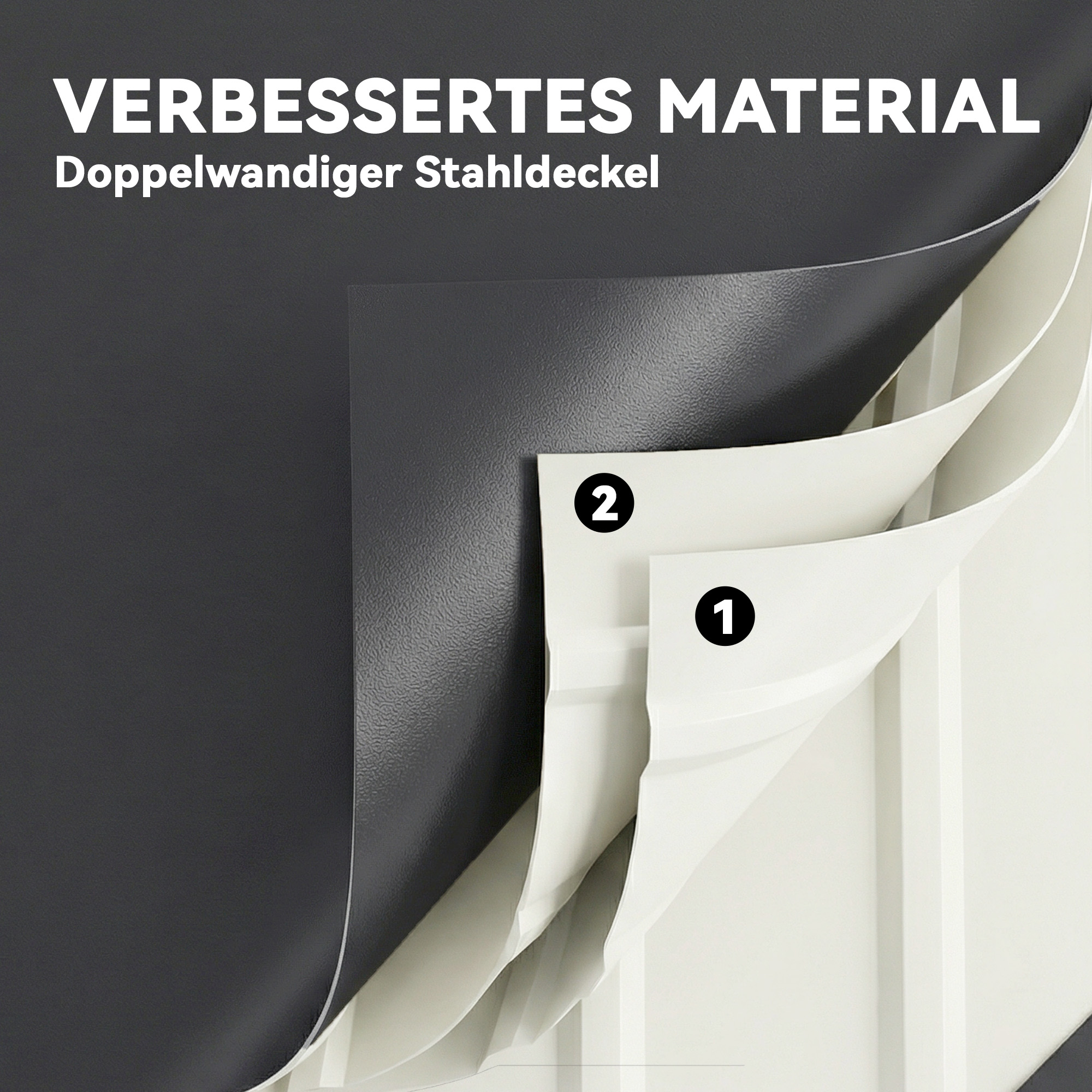 Gartenbox Metall 450L Kissenbox mit doppelwandig Deckel 120 x 61 x 62?cm Wasserdicht Abschließbar Grau