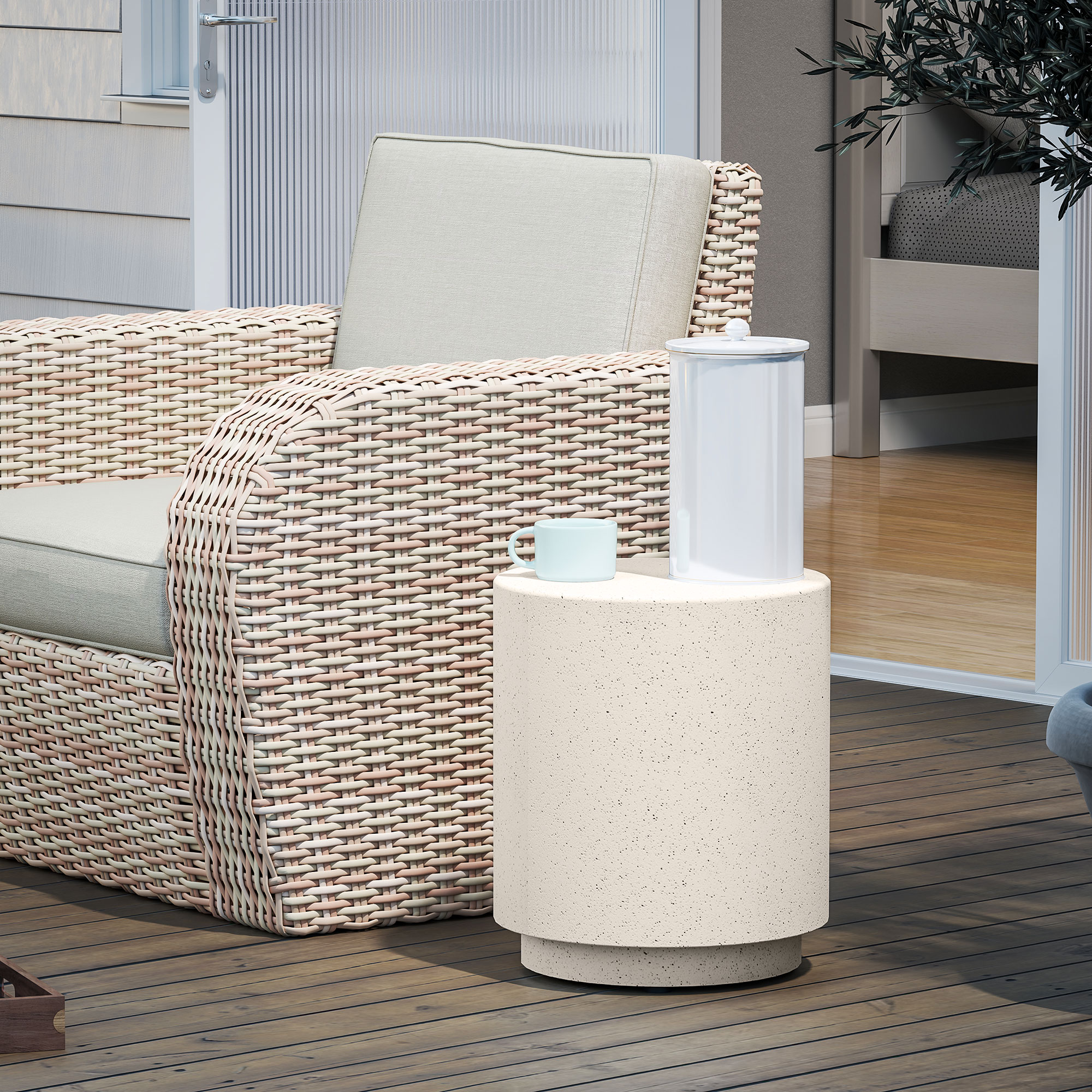 Beistelltisch in Beton-Optik 37 cm x 37 cm x 43 cm Anorganisches Erz-Pulver Grau