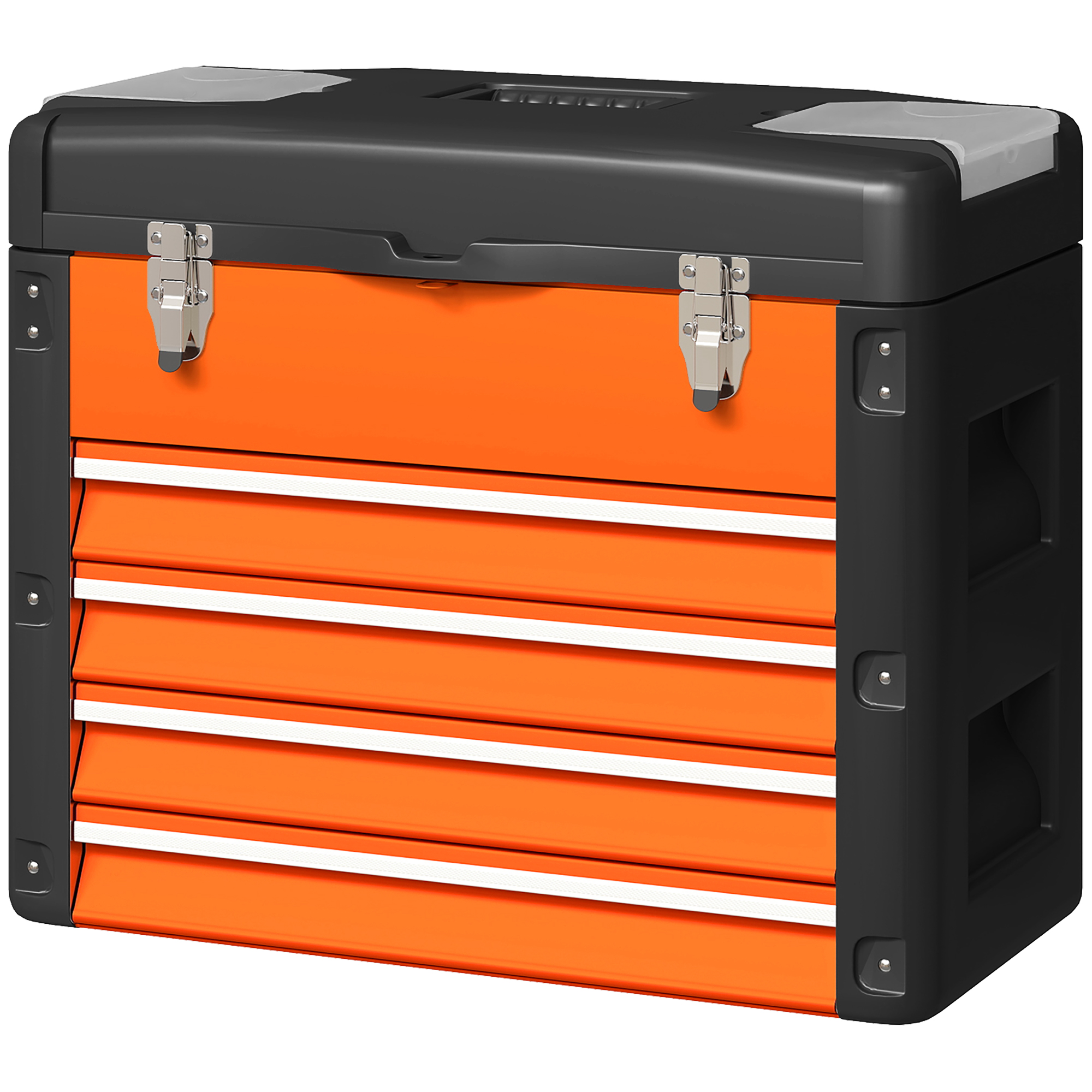 Werkzeugkiste leer, 49,7 x 25,3 x 40,7 cm Werkzeugkasten mit 4 Schubladen, Mini-Box Stahl Orange Werkzeugkiste leer, 49,7 x 25,3 x 40,7 cm Werkzeugkasten mit 4 Schubladen, Mini-Box Stahl Orange
